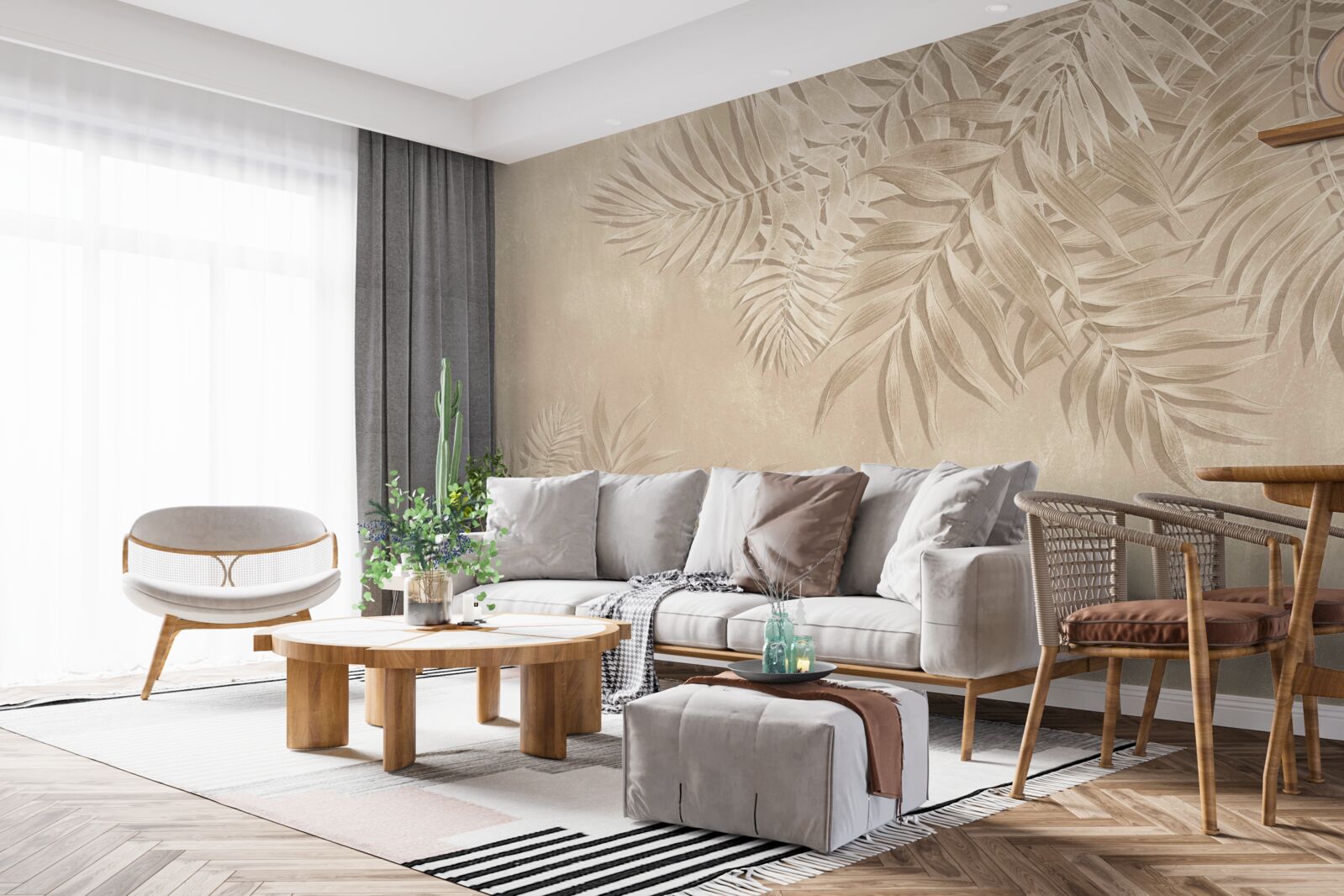 Fototapeta paprał a monstera písmená na svetlom poznaní