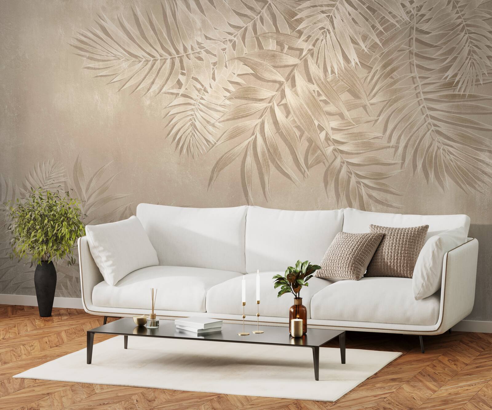 Fototapeta paprał a monstera písmená na svetlom poznaní