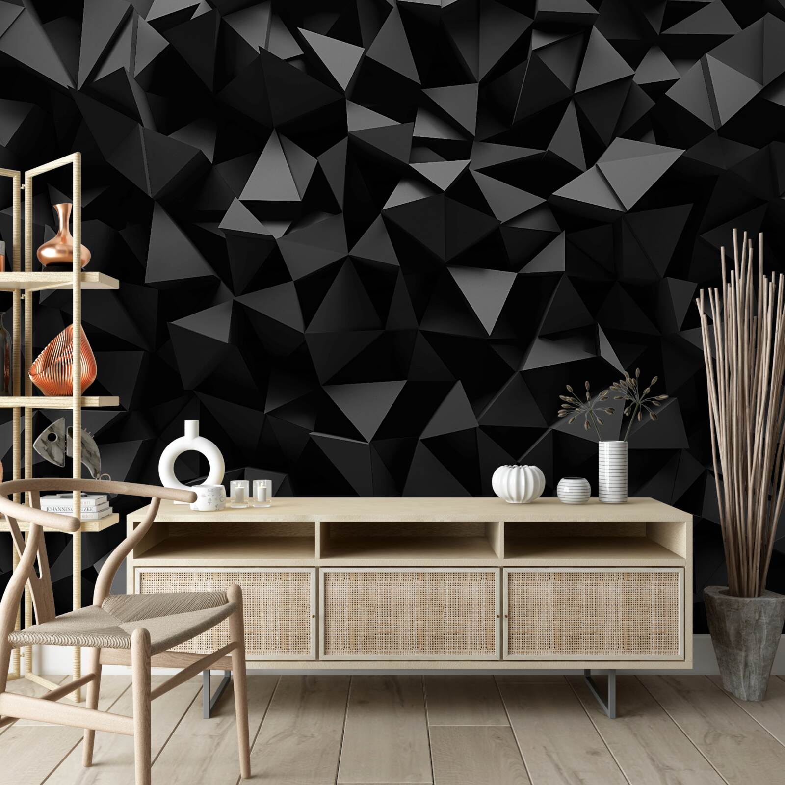 Fototapeta abstrakcia v podobe ostrých tvarov a tmavých vrcholov