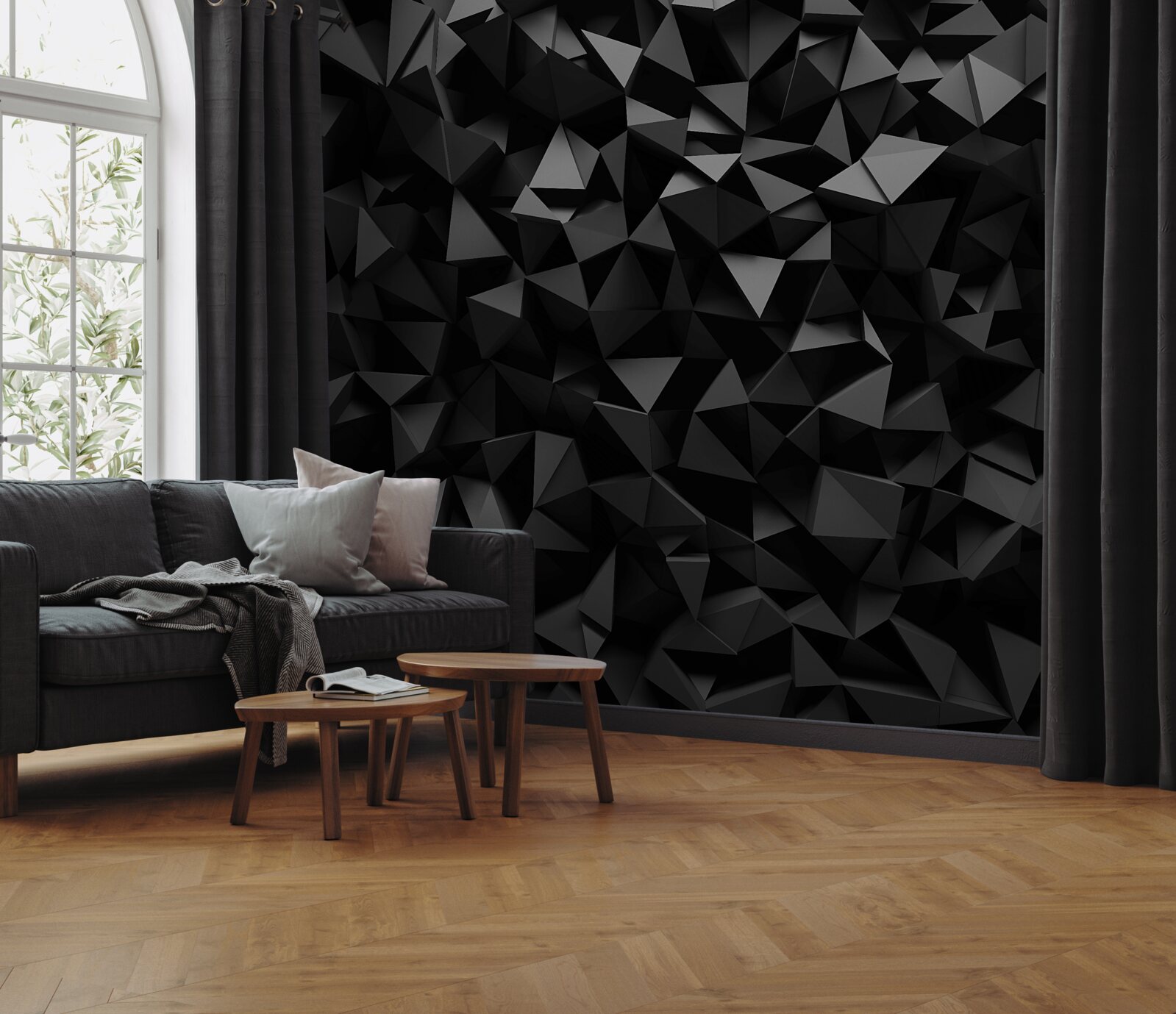 Fototapeta abstrakcia v podobe ostrých tvarov a tmavých vrcholov