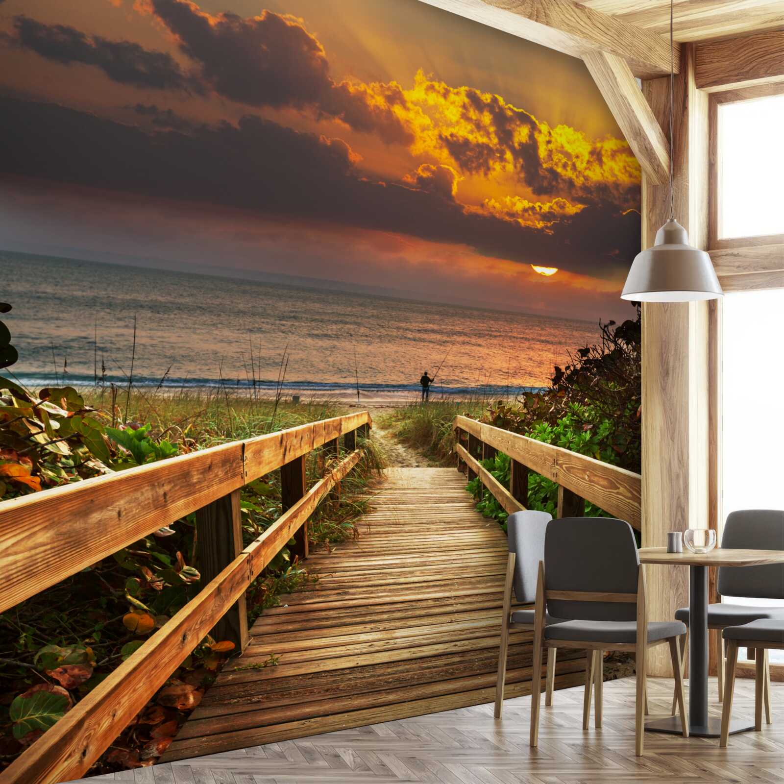 Fototapeta slnko padalo pod prikrývku na dych mora