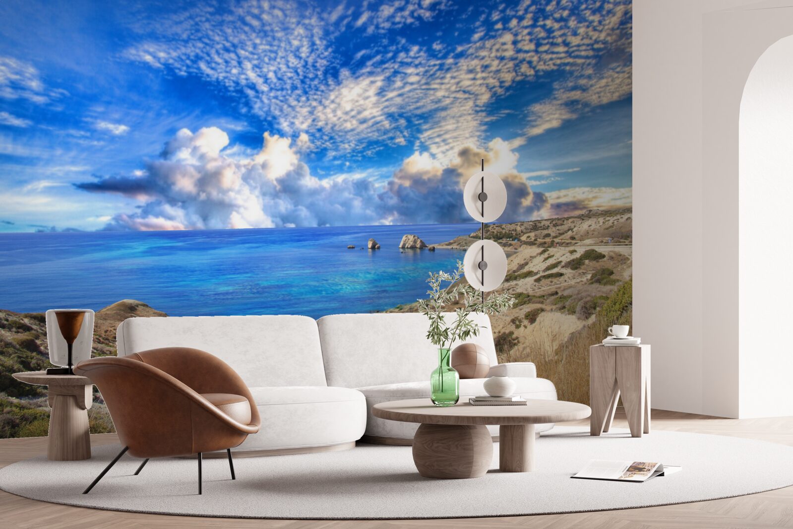 Fototapeta cirrové oblaky na obzore, kde sa stretávajú so zemou a oceánom