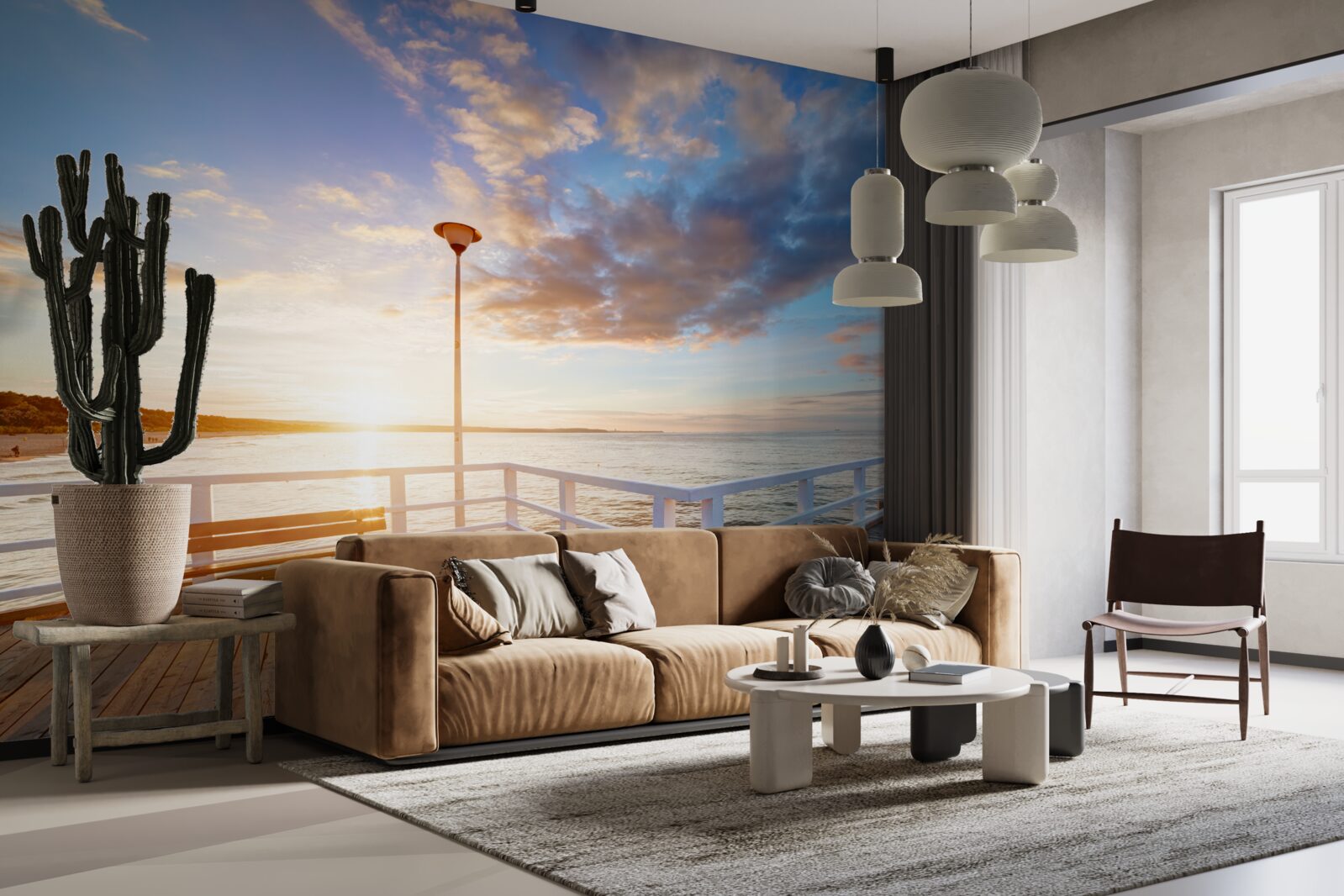 Fototapeta opustené drevené mólo vidí slnko pri západe slnka