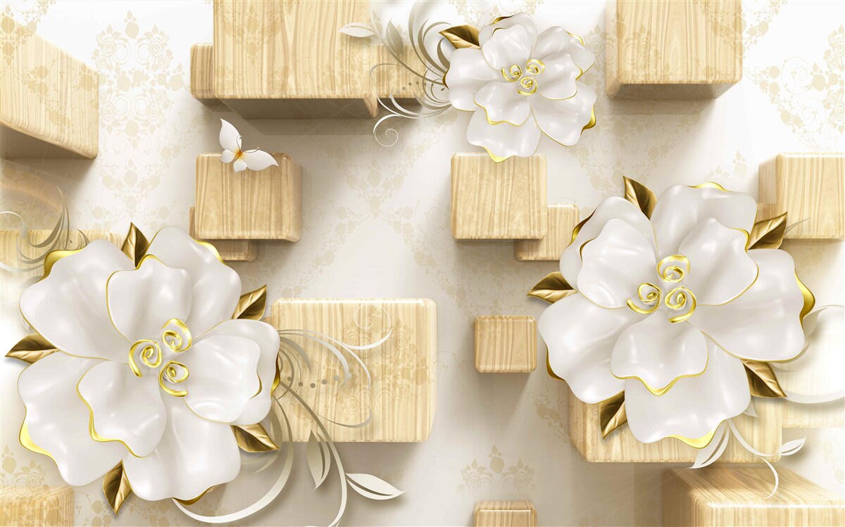 Fototapeta zlaté akcenty na bielych dekoračných vankúšoch na drevených prikrývkach