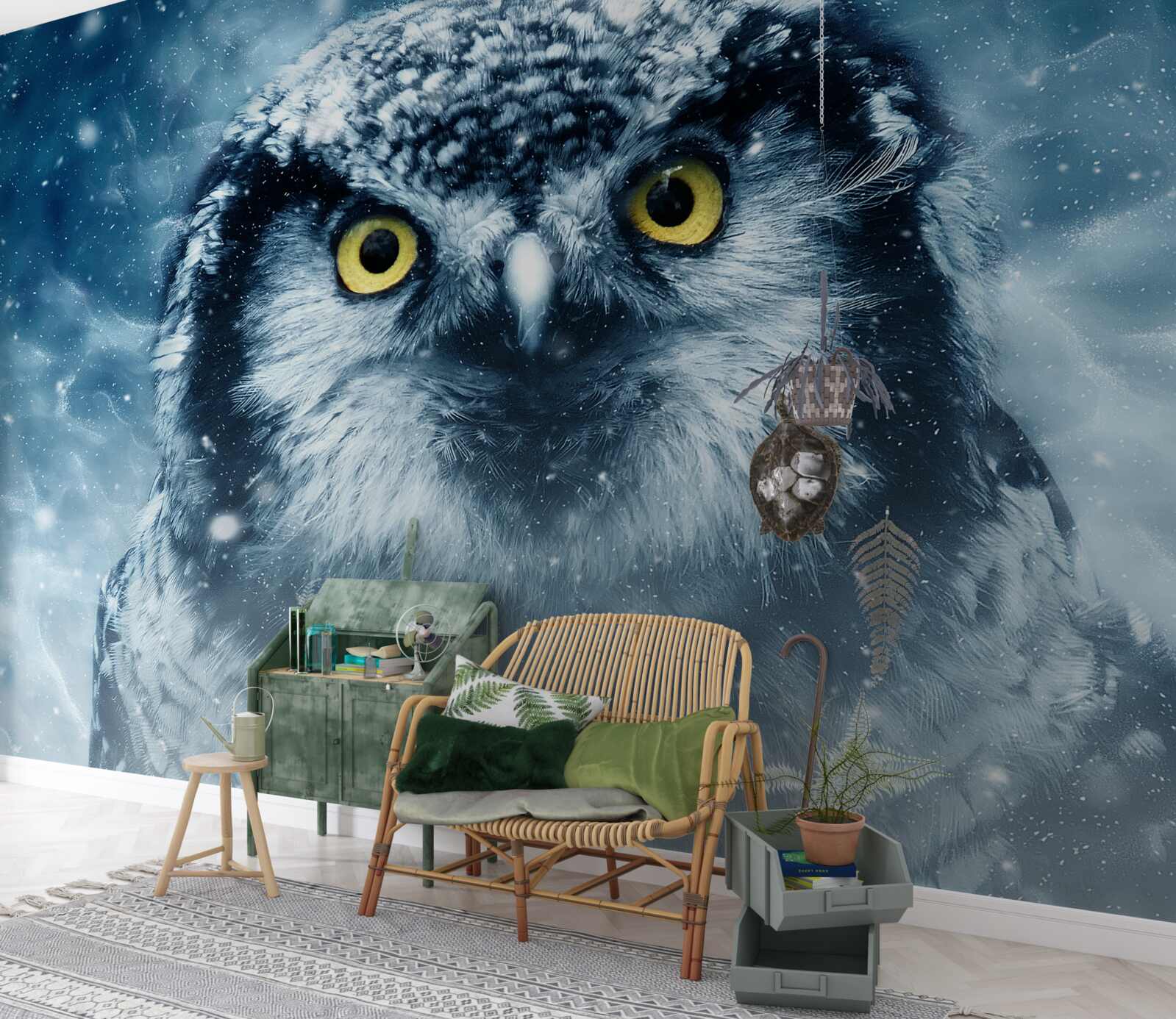 Fototapeta v zime veľká sova tak so zlatými očami