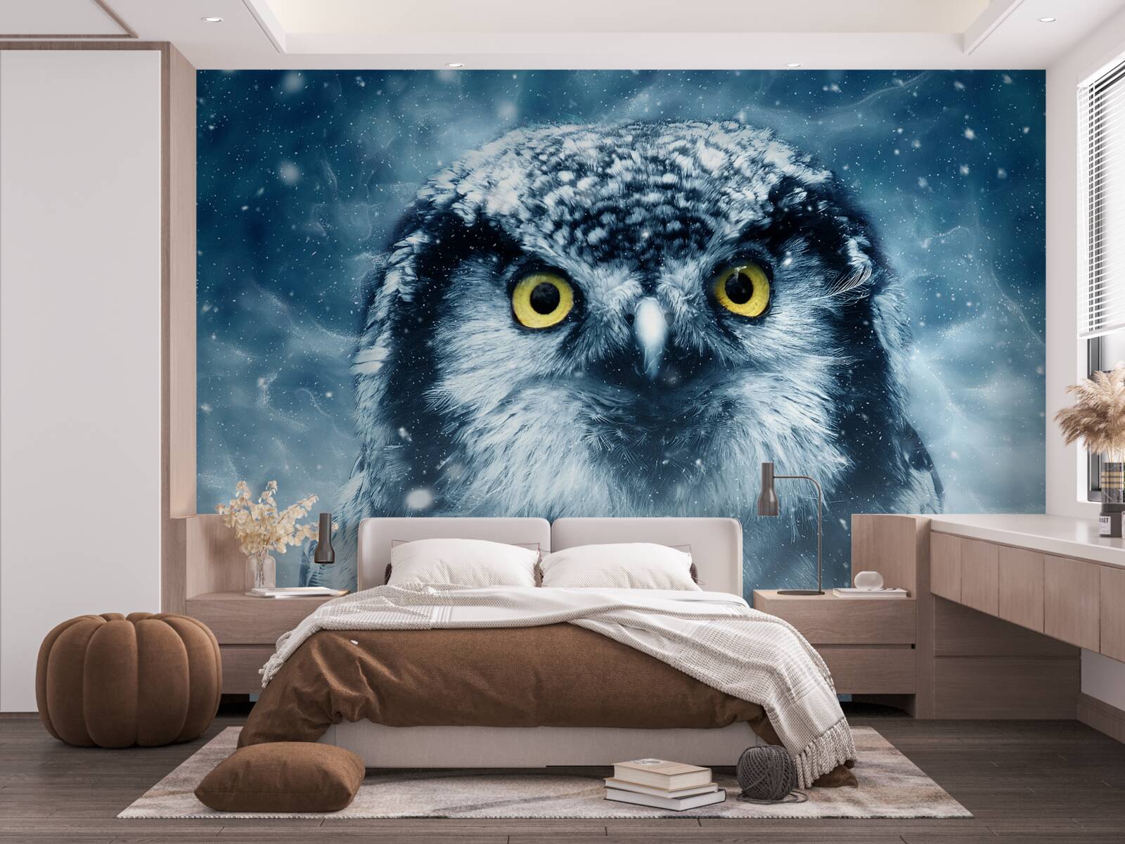 Fototapeta v zime veľká sova tak so zlatými očami