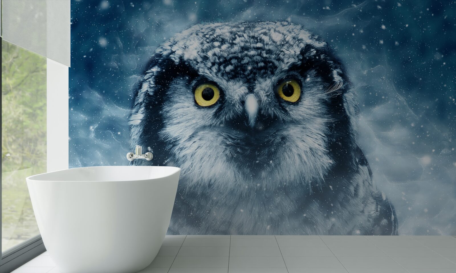Fototapeta v zime veľká sova tak so zlatými očami