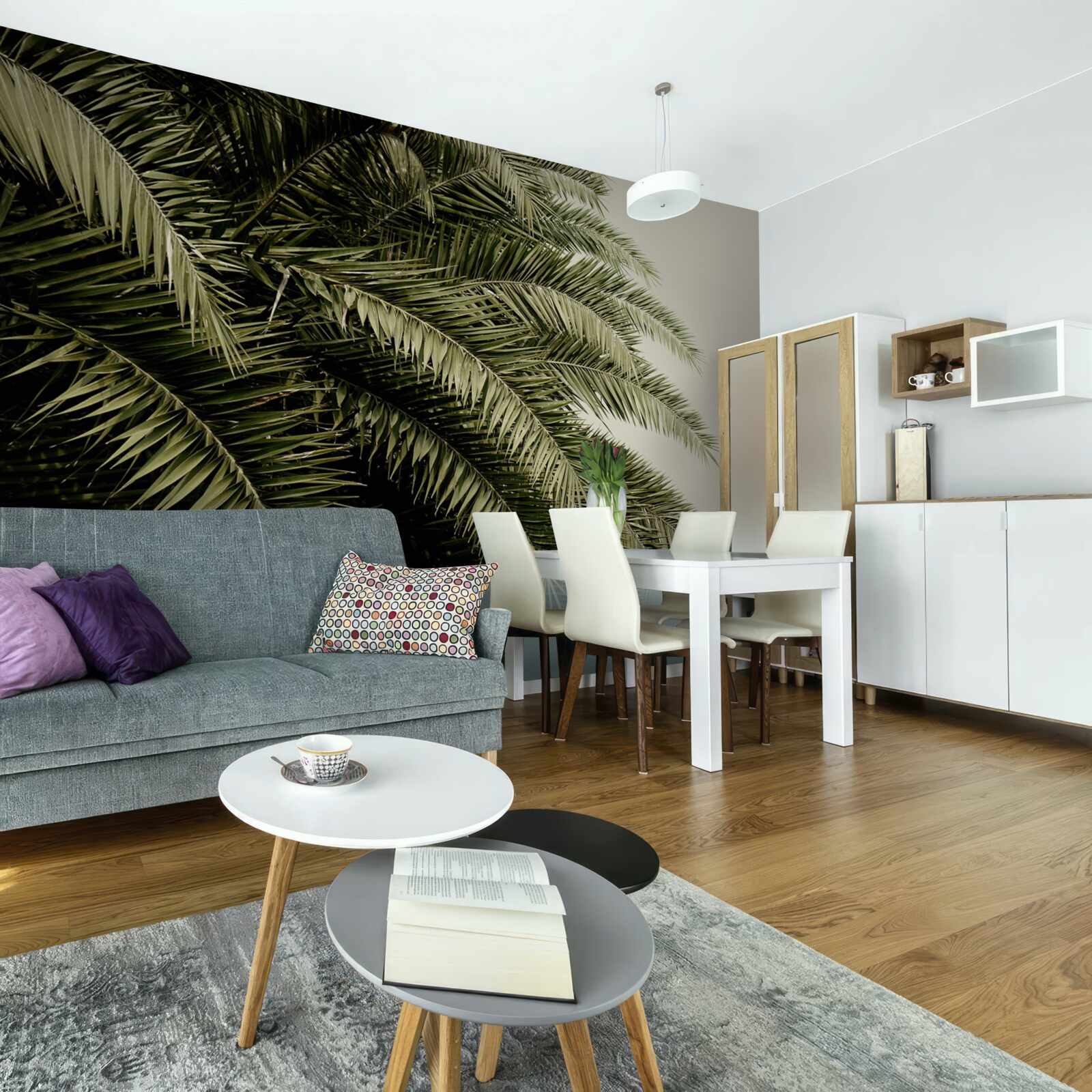 Fototapeta paprade husto listy pokryté vlhkosťou počas dažďa