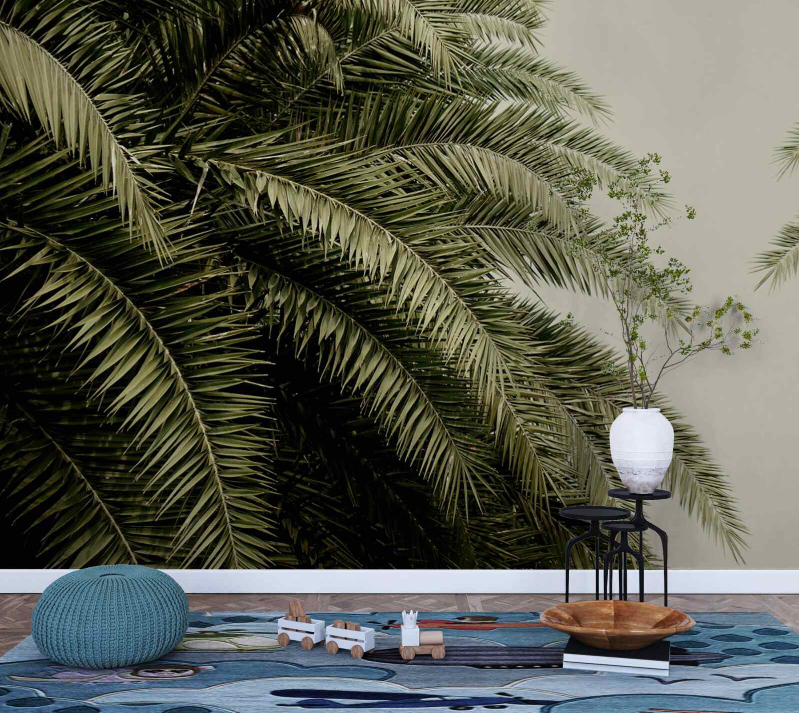 Fototapeta paprade husto listy pokryté vlhkosťou počas dažďa