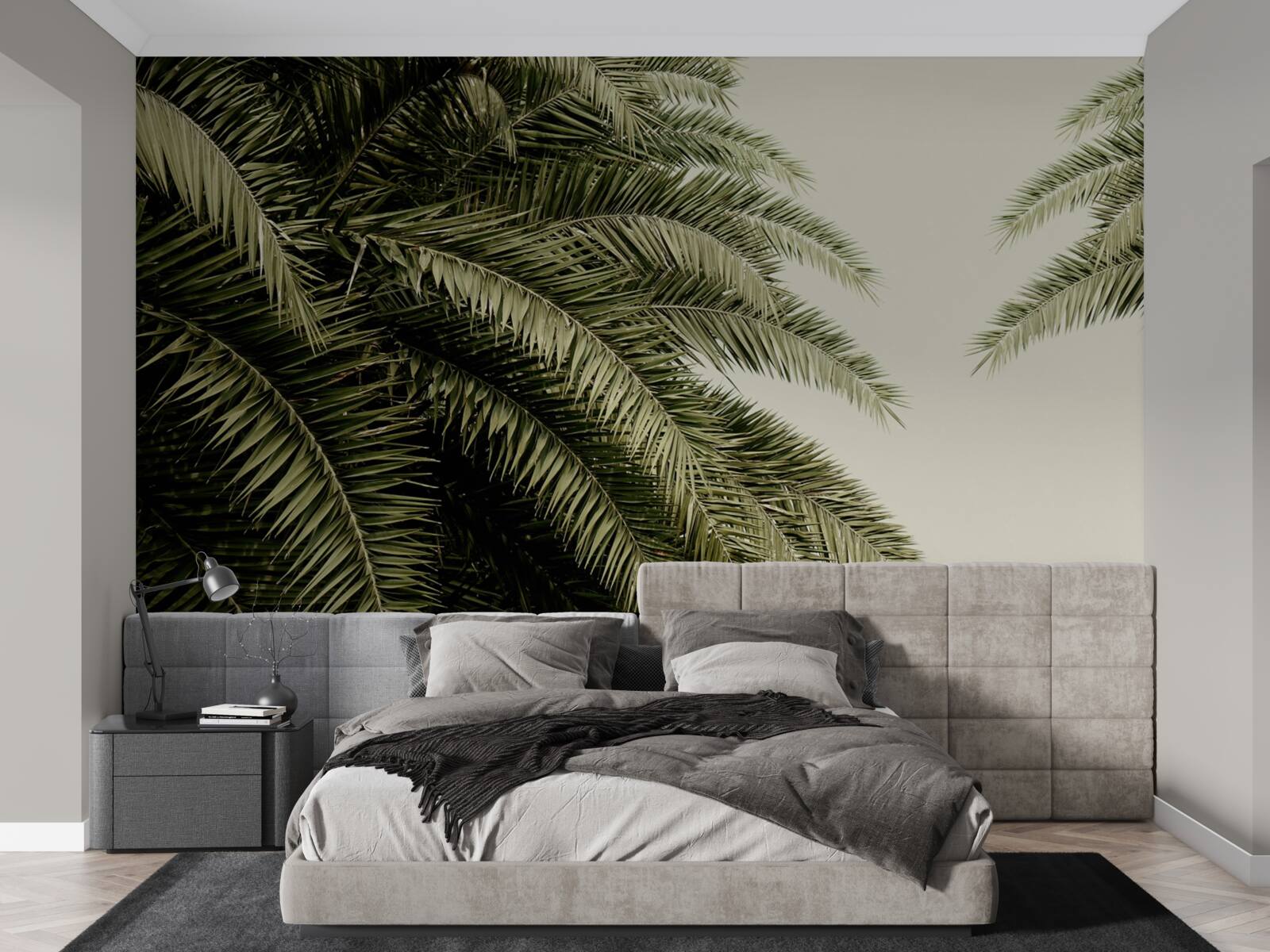 Fototapeta paprade husto listy pokryté vlhkosťou počas dažďa