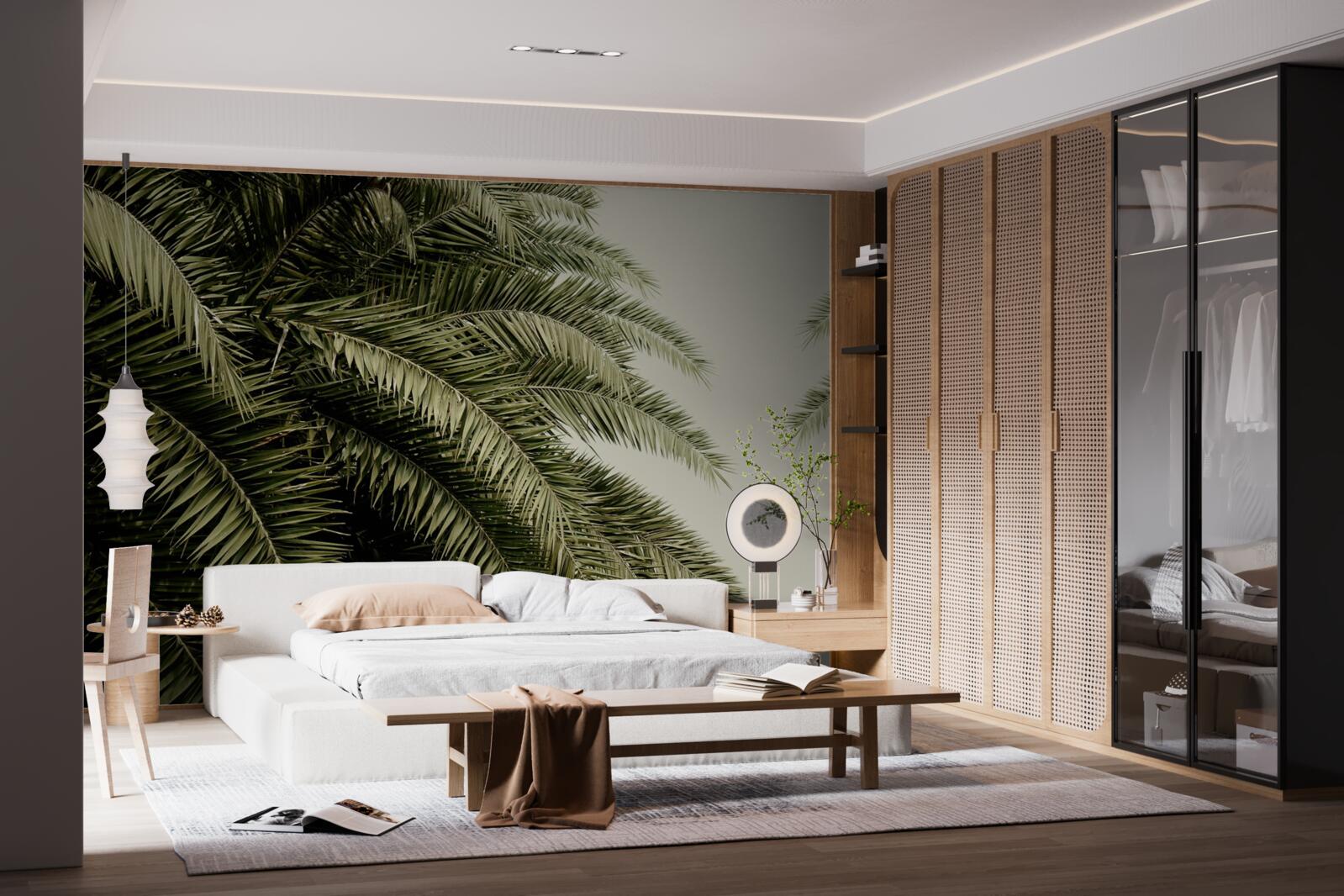 Fototapeta paprade husto listy pokryté vlhkosťou počas dažďa