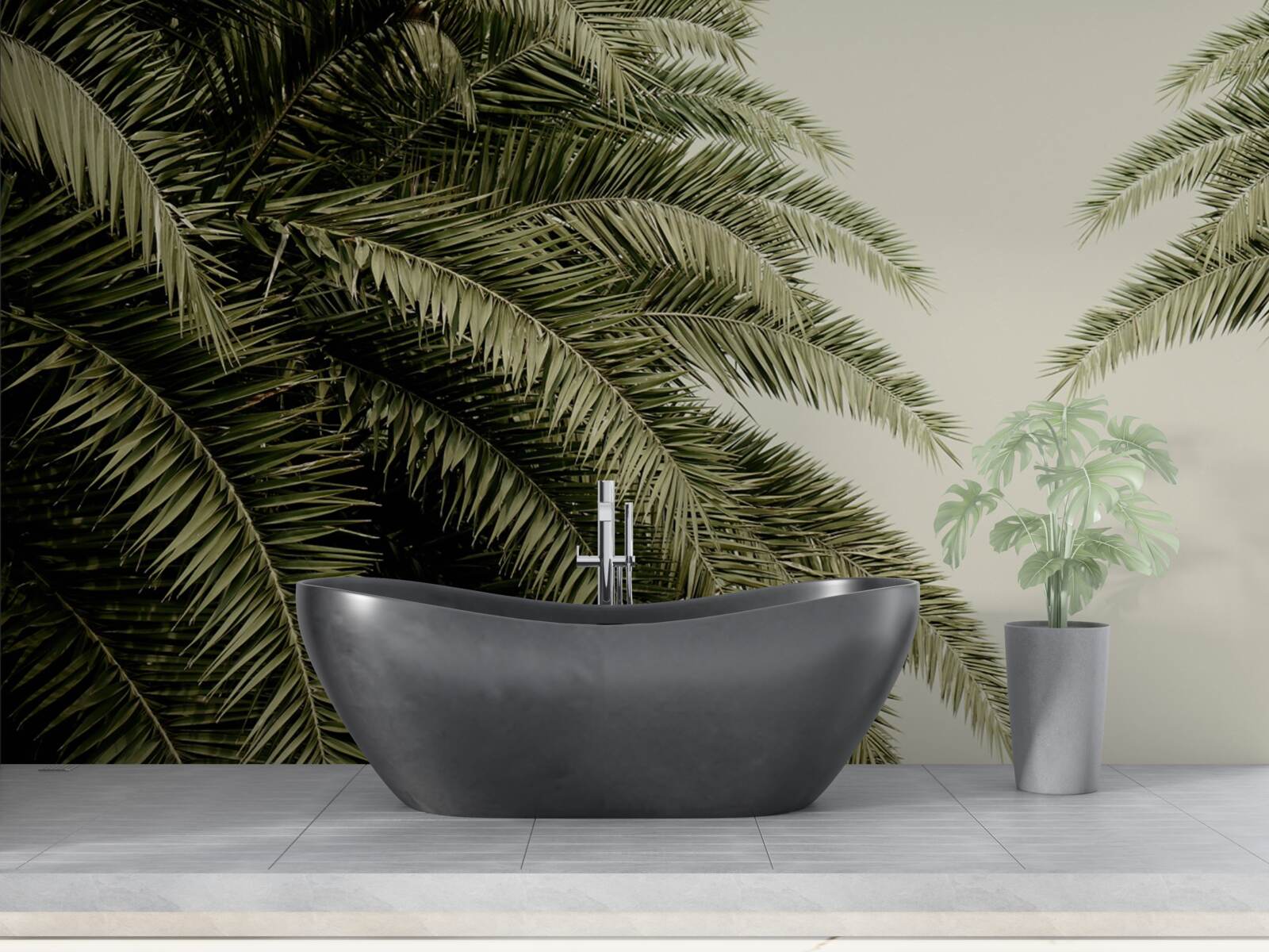 Fototapeta paprade husto listy pokryté vlhkosťou počas dažďa