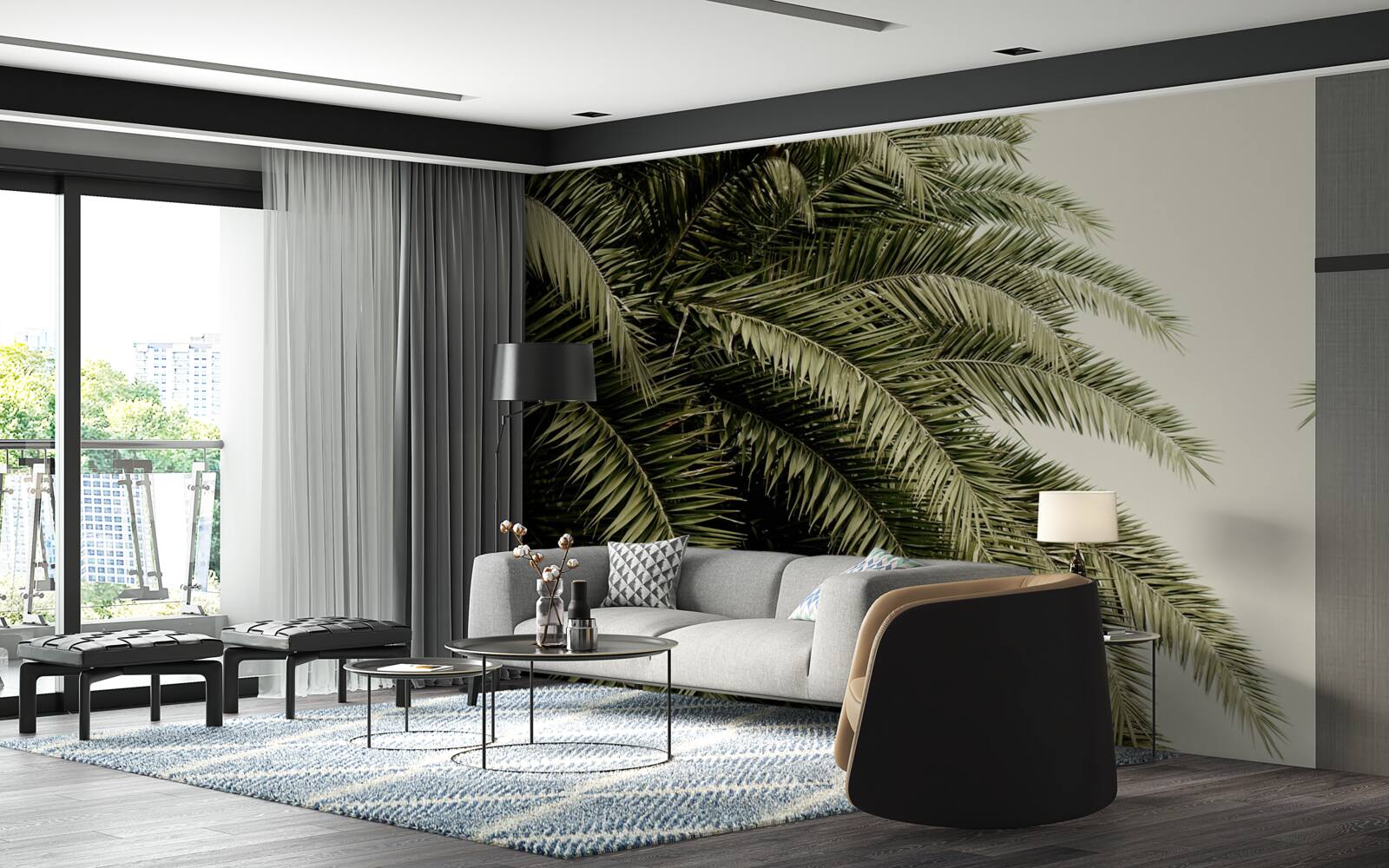 Fototapeta paprade husto listy pokryté vlhkosťou počas dažďa