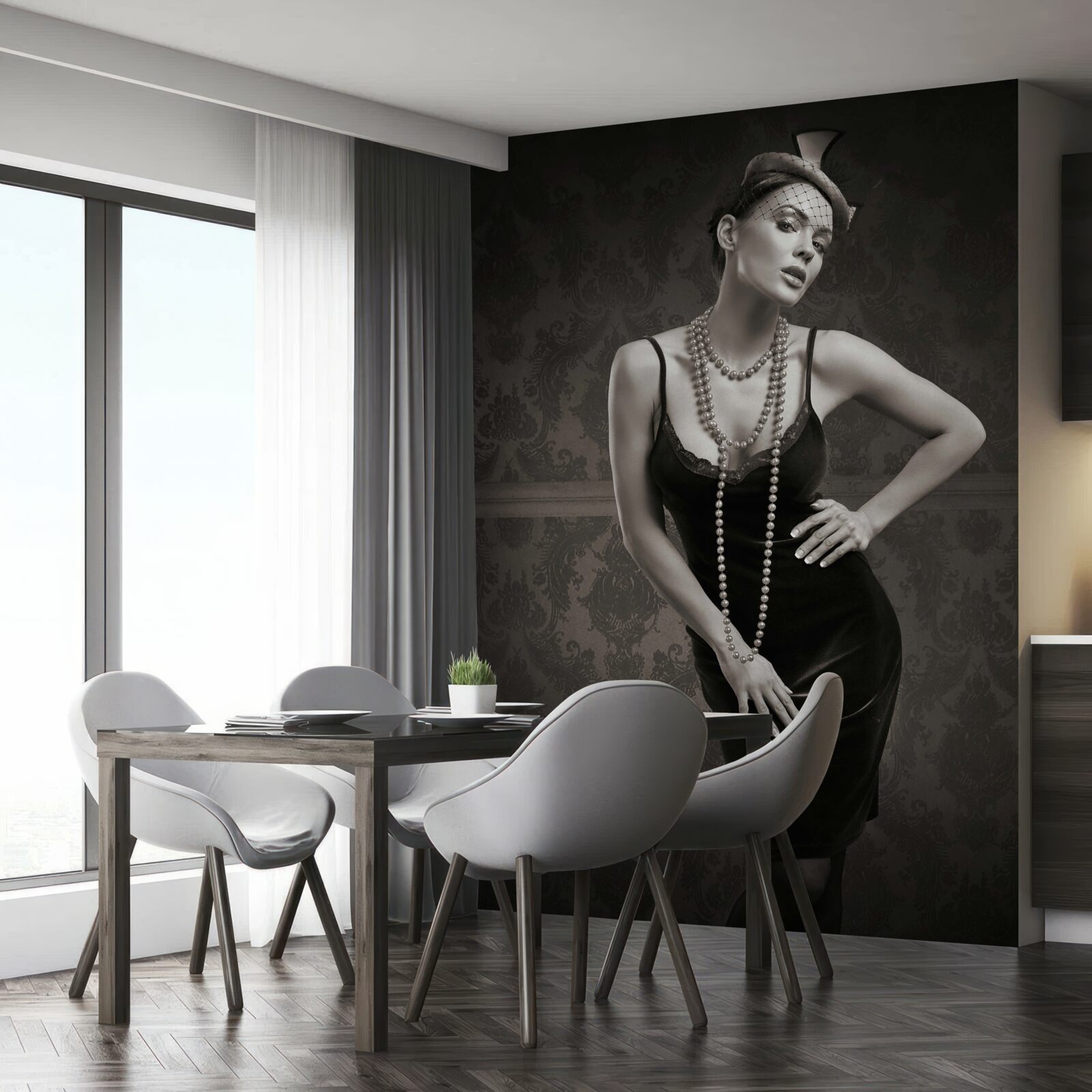 Fototapeta dievča je zobrazené v štýle 60. rokov