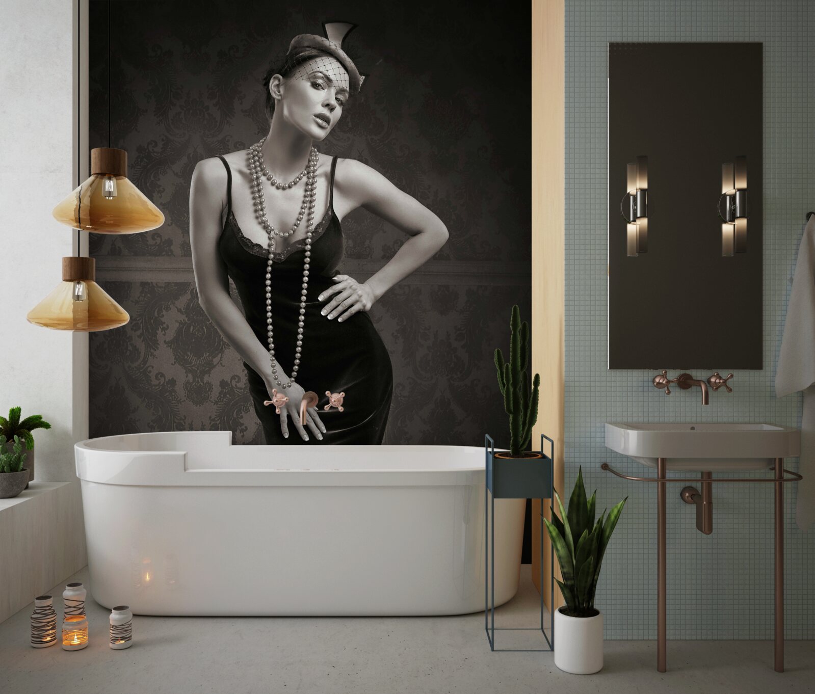 Fototapeta dievča je zobrazené v štýle 60. rokov