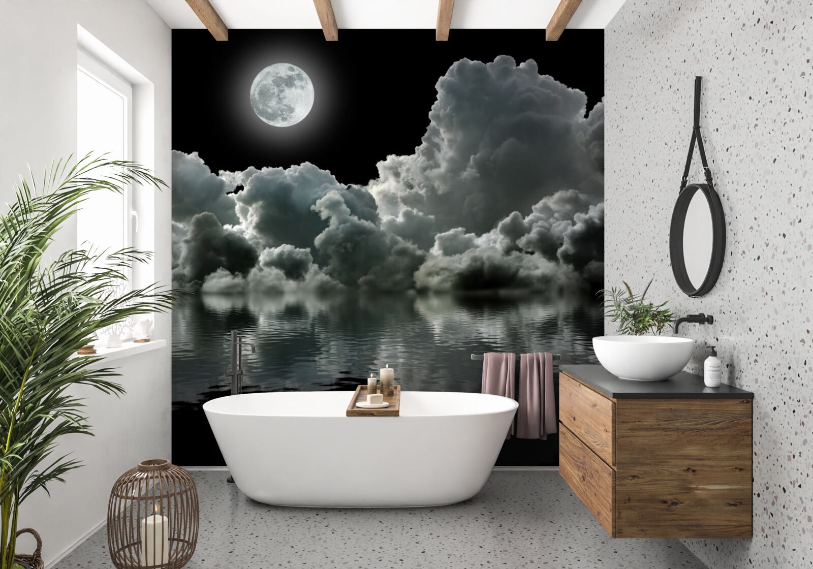 Fototapeta Spln sa odráža vode medzi oblakmi