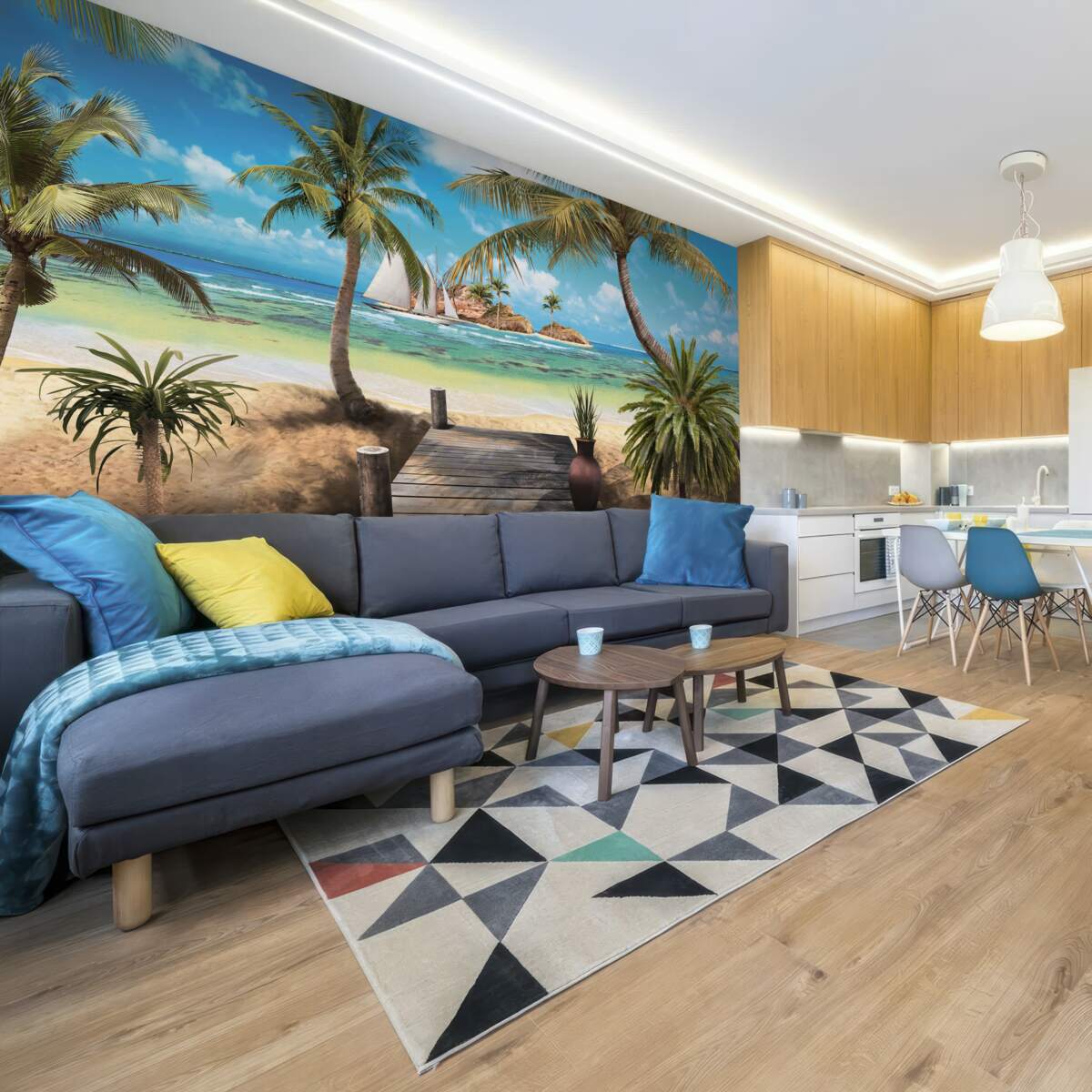 Fototapeta drevený most vedúci na breh