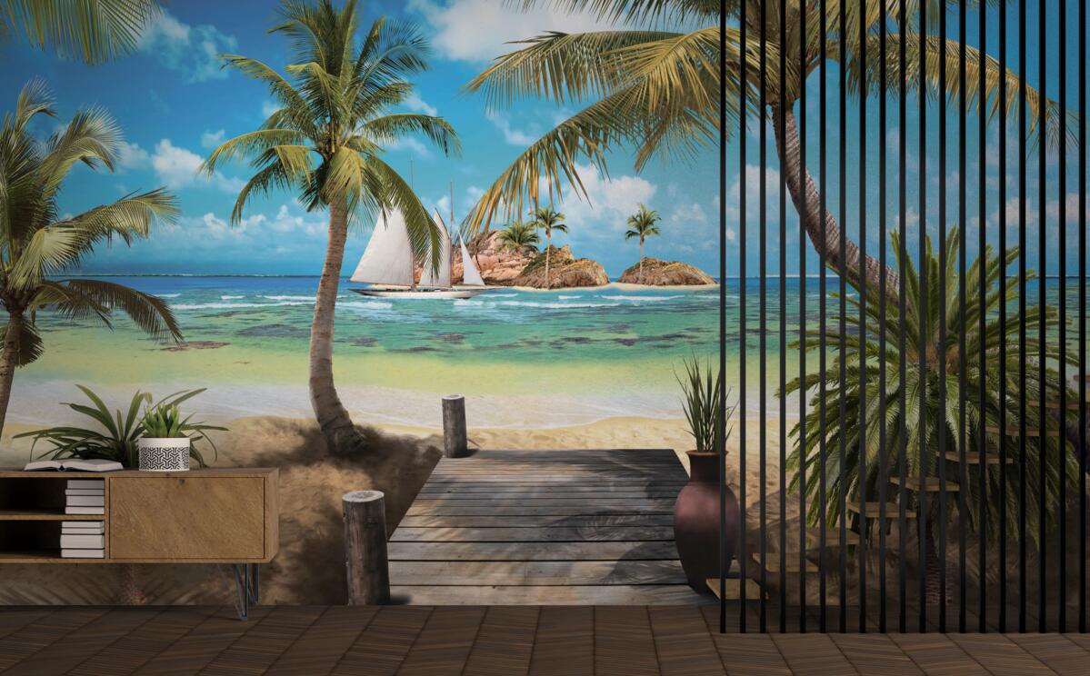 Fototapeta drevený most vedúci na breh