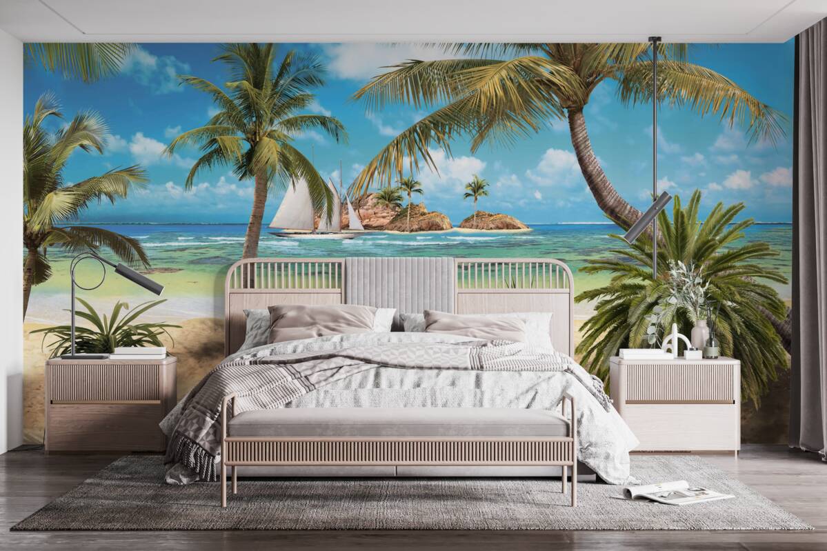 Fototapeta drevený most vedúci na breh