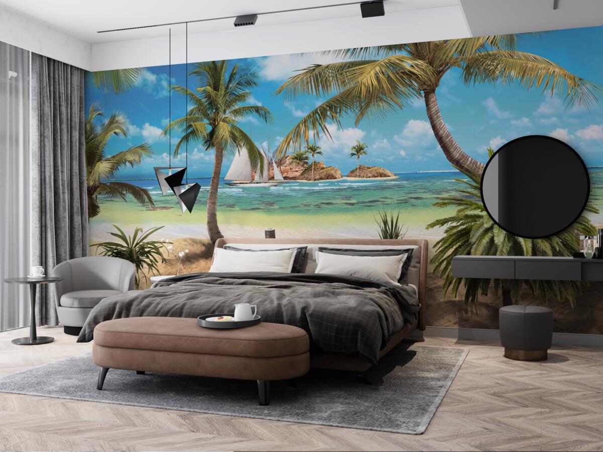 Fototapeta drevený most vedúci na breh