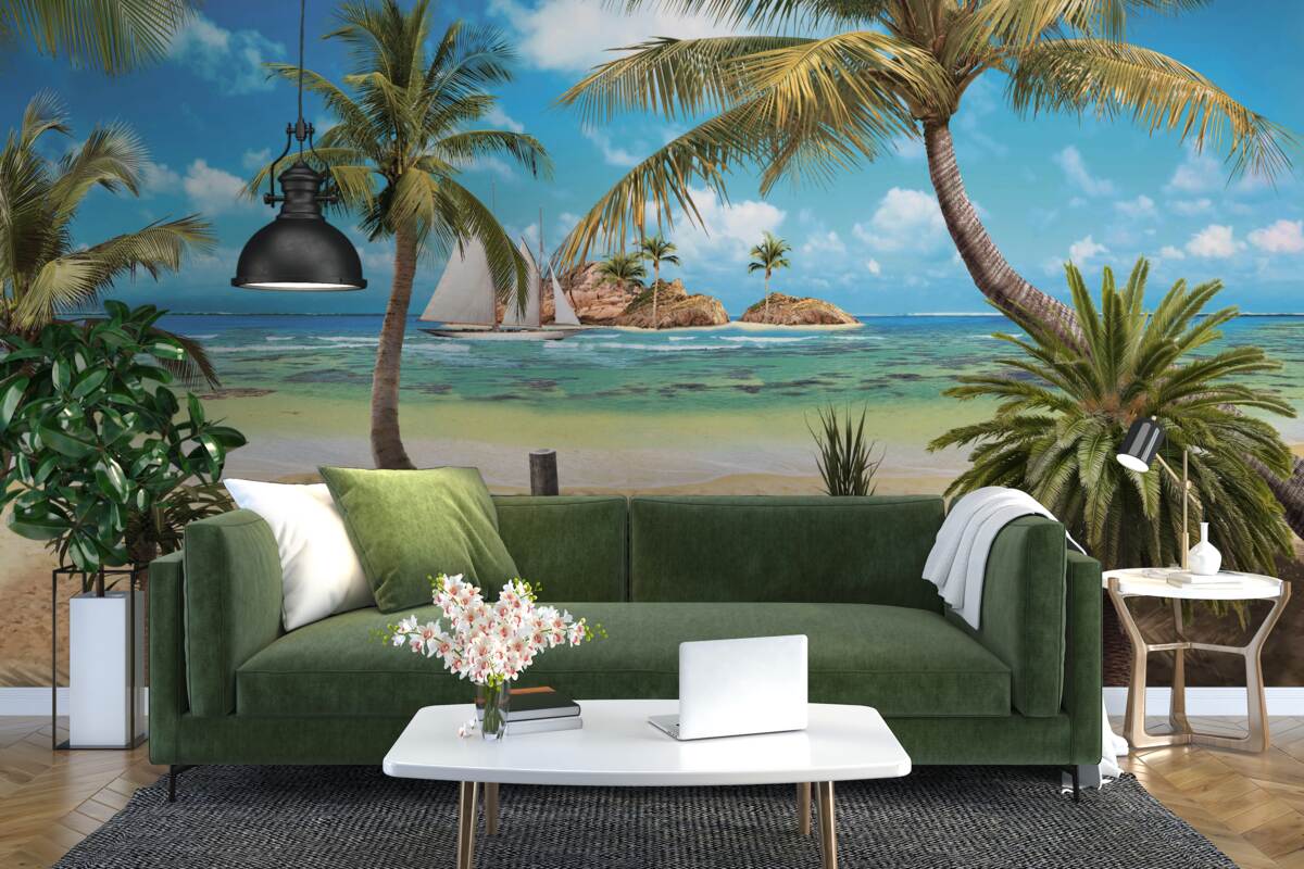 Fototapeta drevený most vedúci na breh