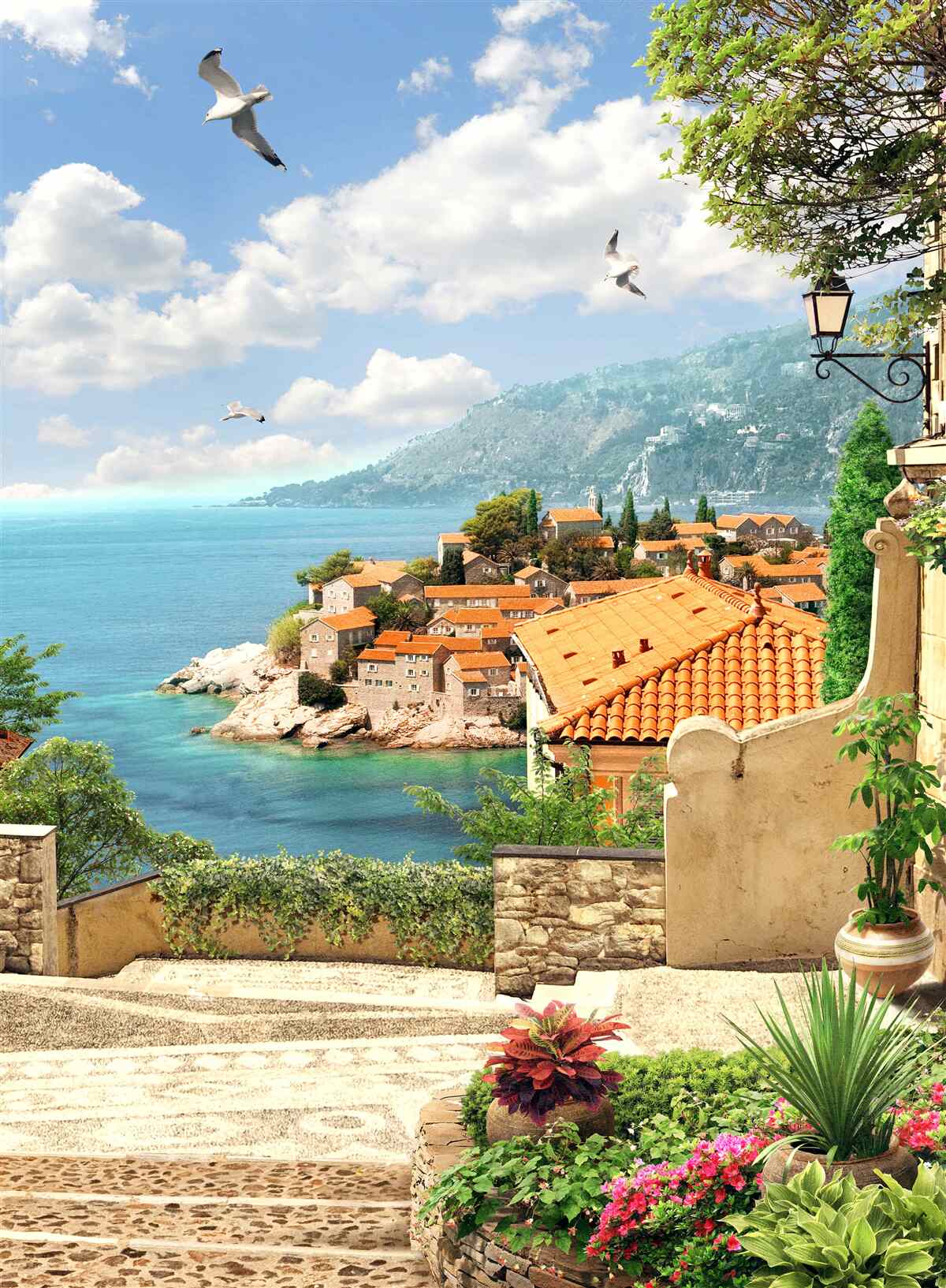 Fototapeta Nádherný výhľad na starobylé mesto neďaleko pobrežia