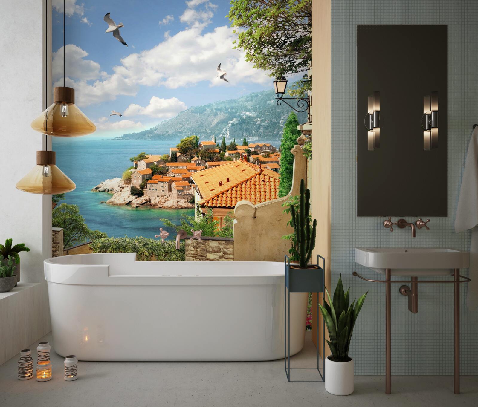 Fototapeta Nádherný výhľad na starobylé mesto neďaleko pobrežia