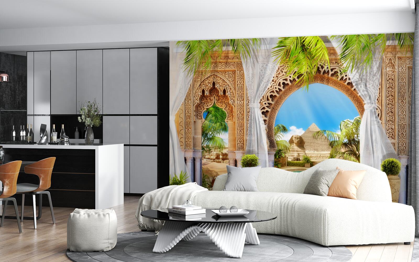 Fototapeta Okrúhle oblúky v orientálnom štýle s nádherným výhľadom