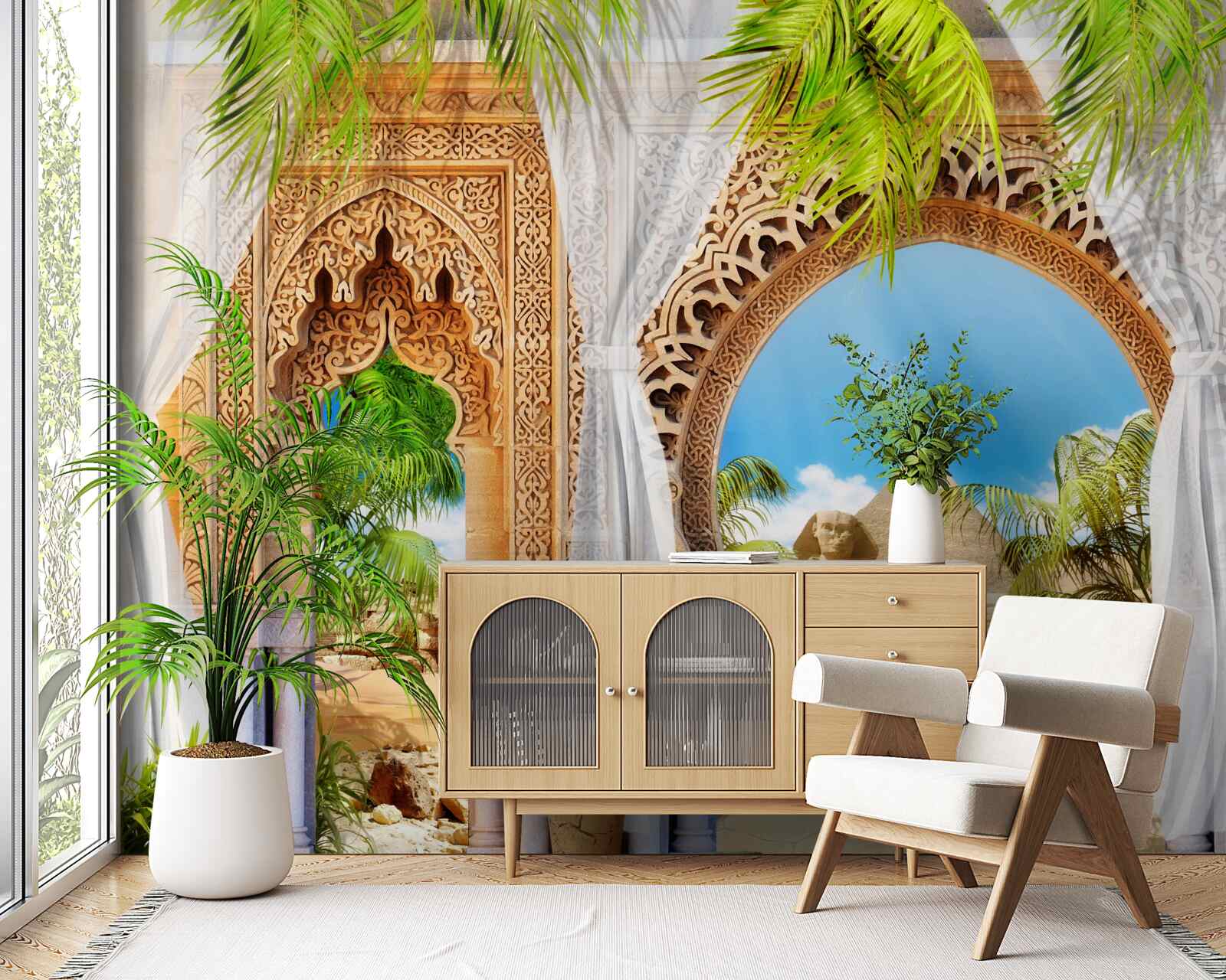 Fototapeta Okrúhle oblúky v orientálnom štýle s nádherným výhľadom