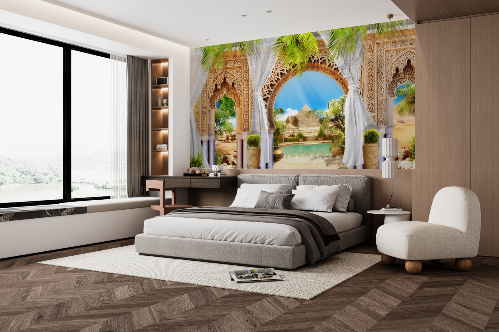 Fototapeta Okrúhle oblúky v orientálnom štýle s nádherným výhľadom