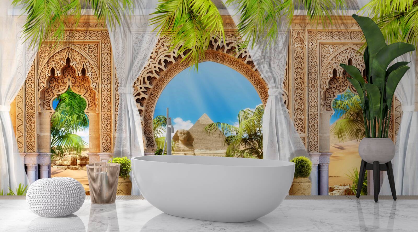 Fototapeta Okrúhle oblúky v orientálnom štýle s nádherným výhľadom