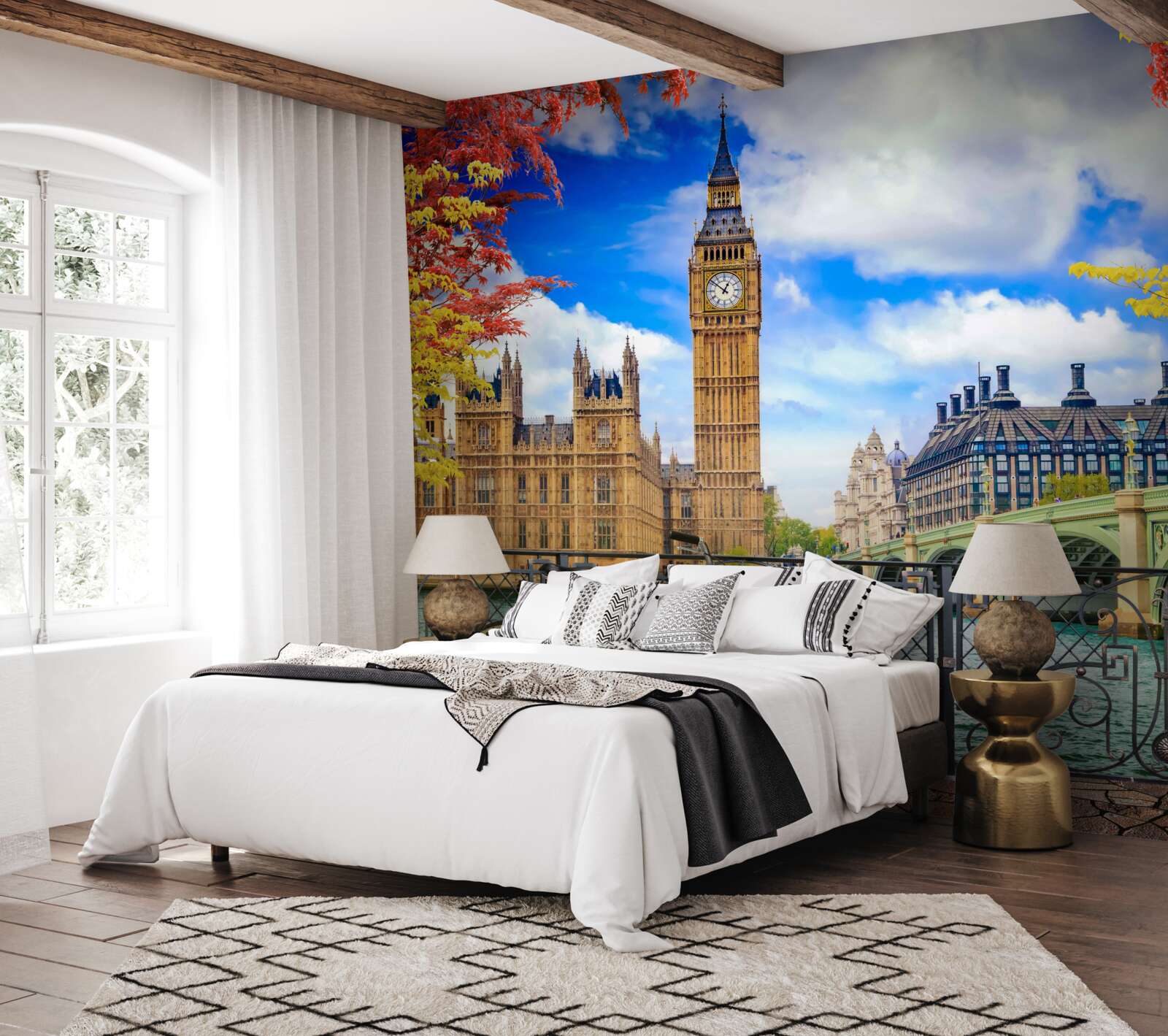 Fototapeta na jeseň bude most spájajúci Temžu a Big Ben