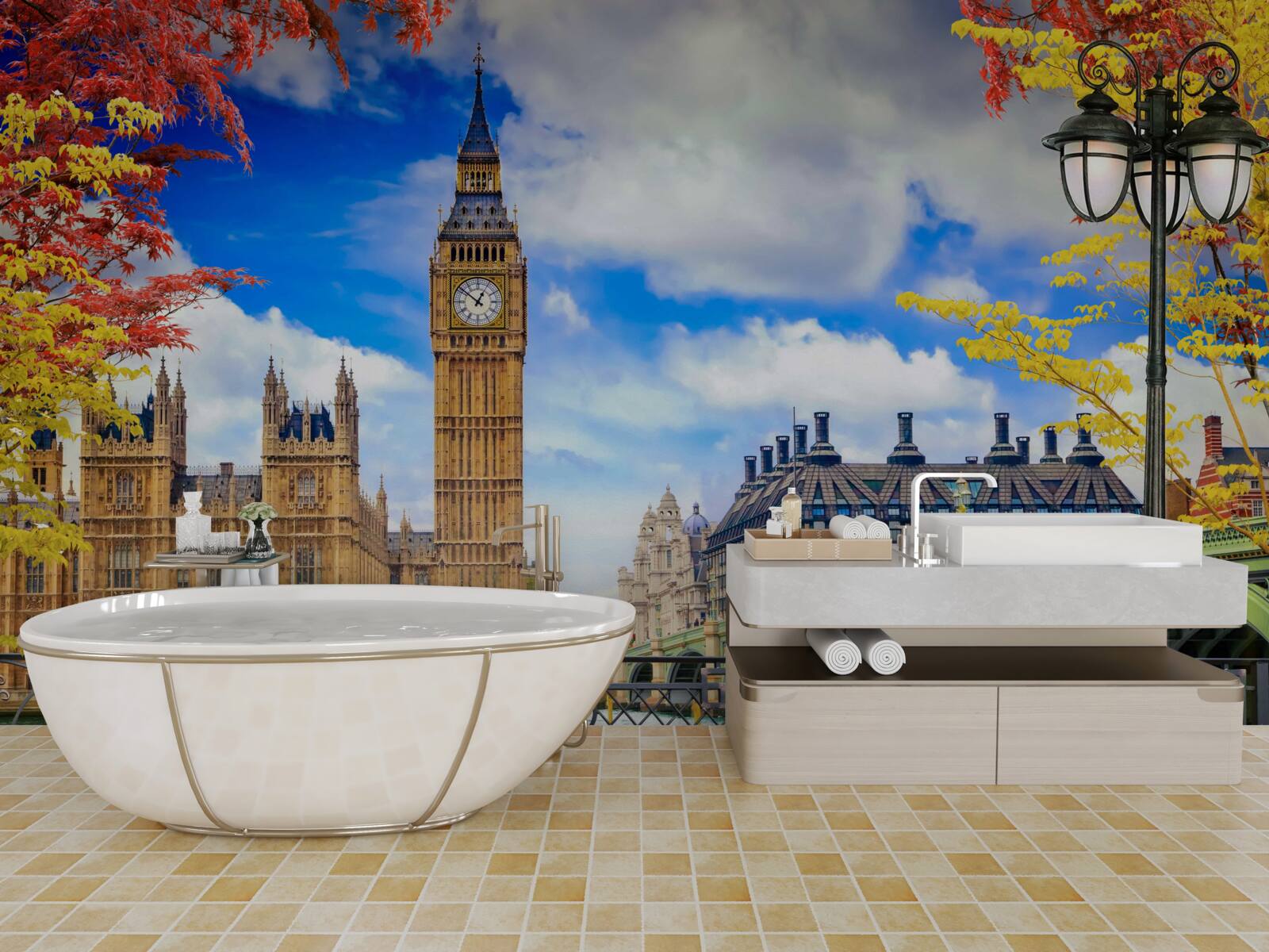 Fototapeta na jeseň bude most spájajúci Temžu a Big Ben