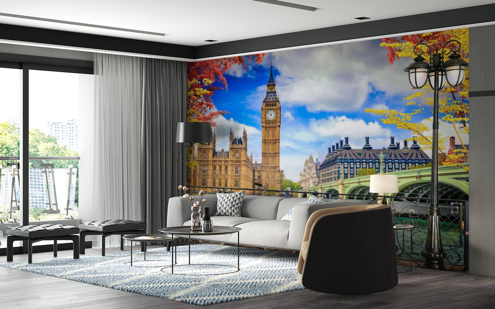 Fototapeta na jeseň bude most spájajúci Temžu a Big Ben