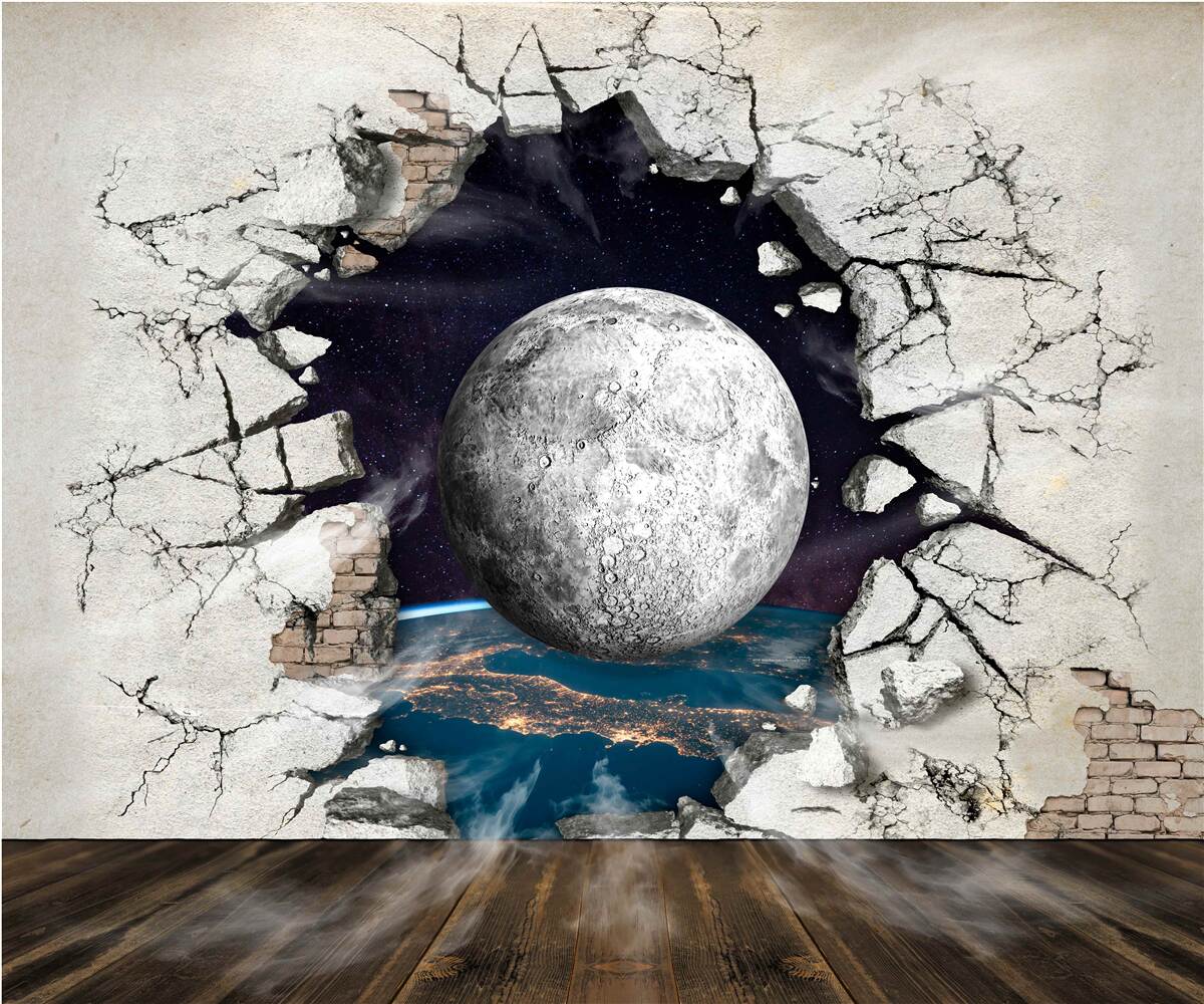 Fototapeta biela stena rozdelená mesiacom