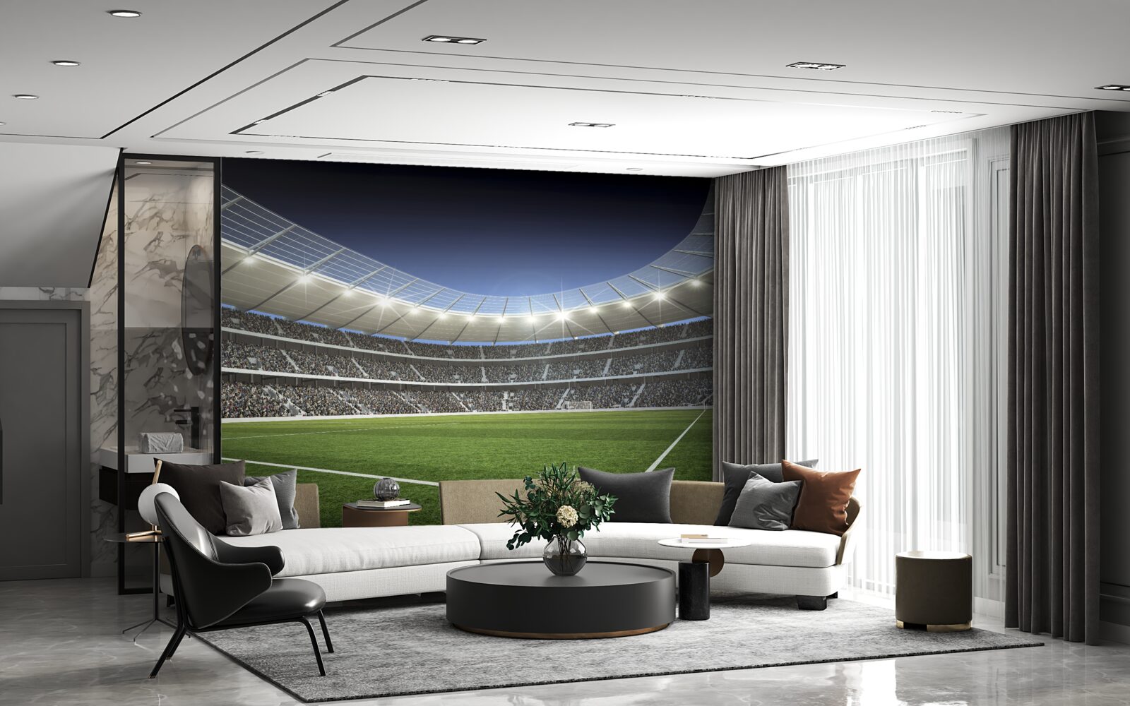 Fototapeta štadión sa pripravuje na príchod hráčov