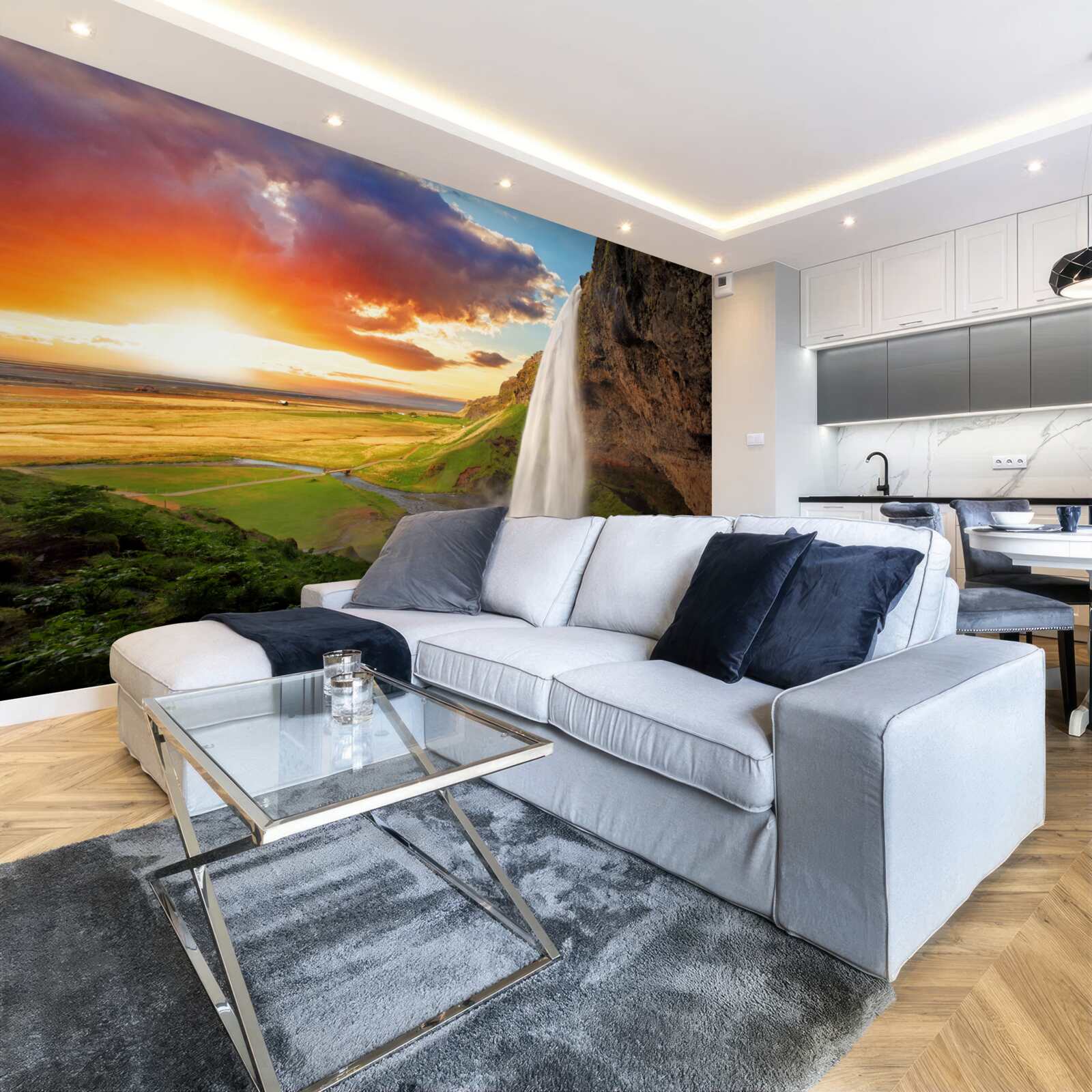 Fototapeta dažďový prales prijíma prúdy vody z vysokého vodopádu