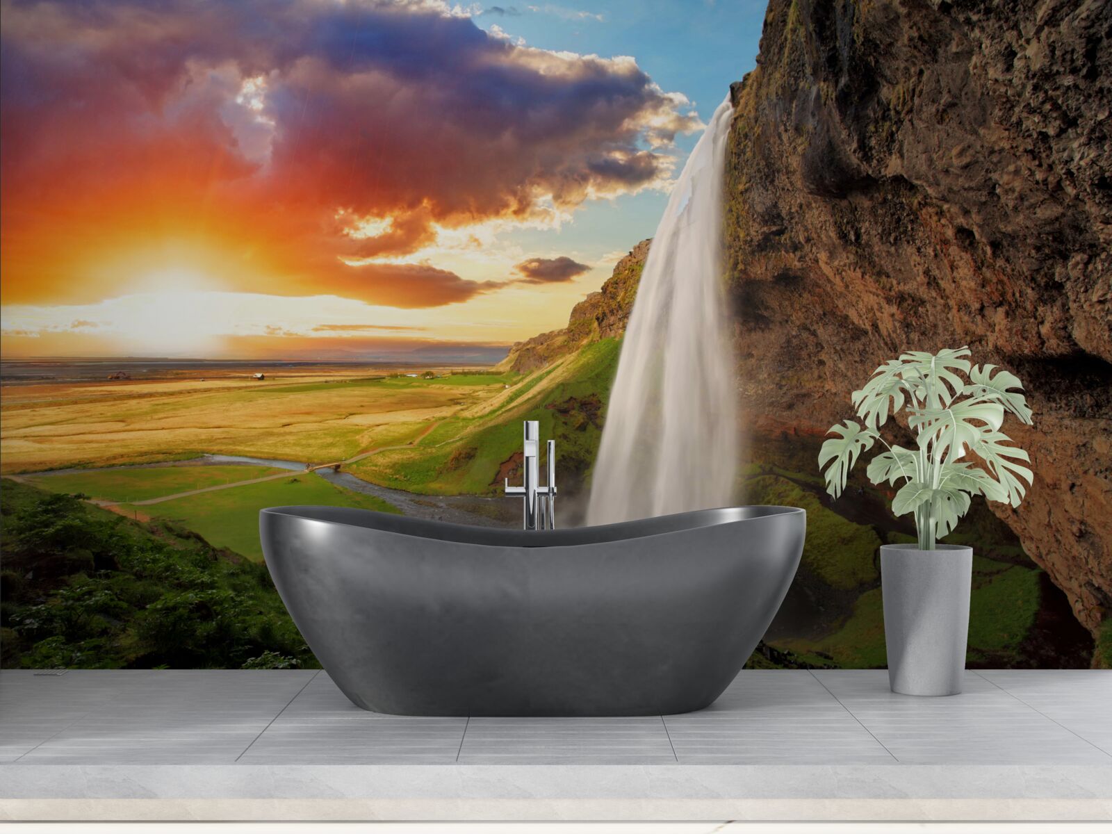 Fototapeta dažďový prales prijíma prúdy vody z vysokého vodopádu