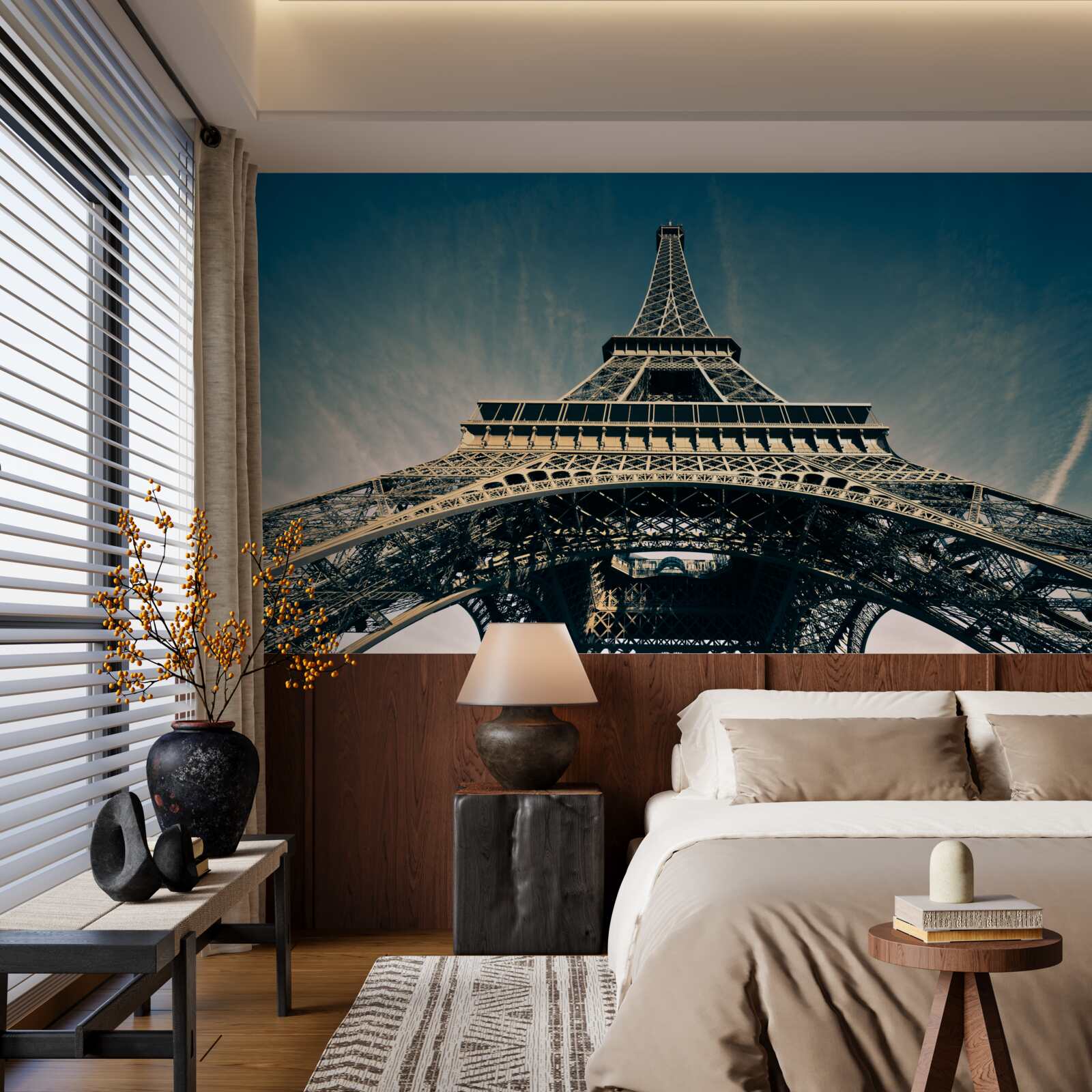 Fototapeta výstup na Eiffelovu vežu z dolnej strany