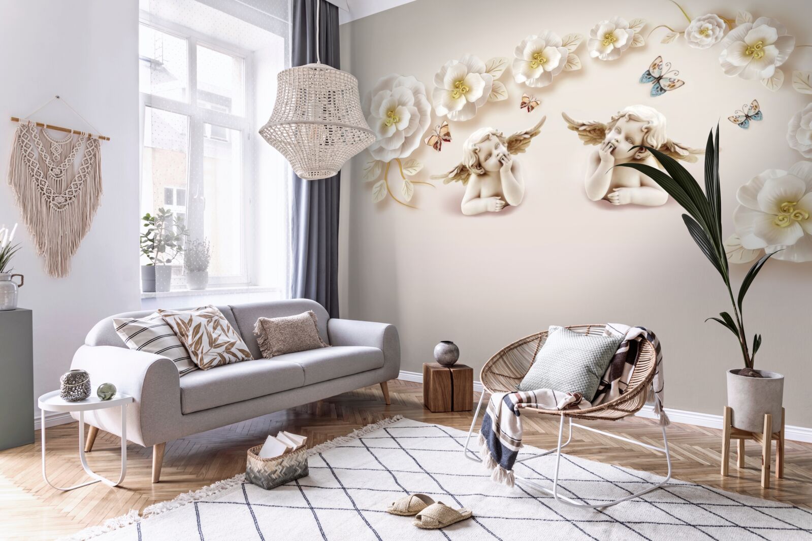 Fototapeta zostavovanie motýľov a bielych pukov