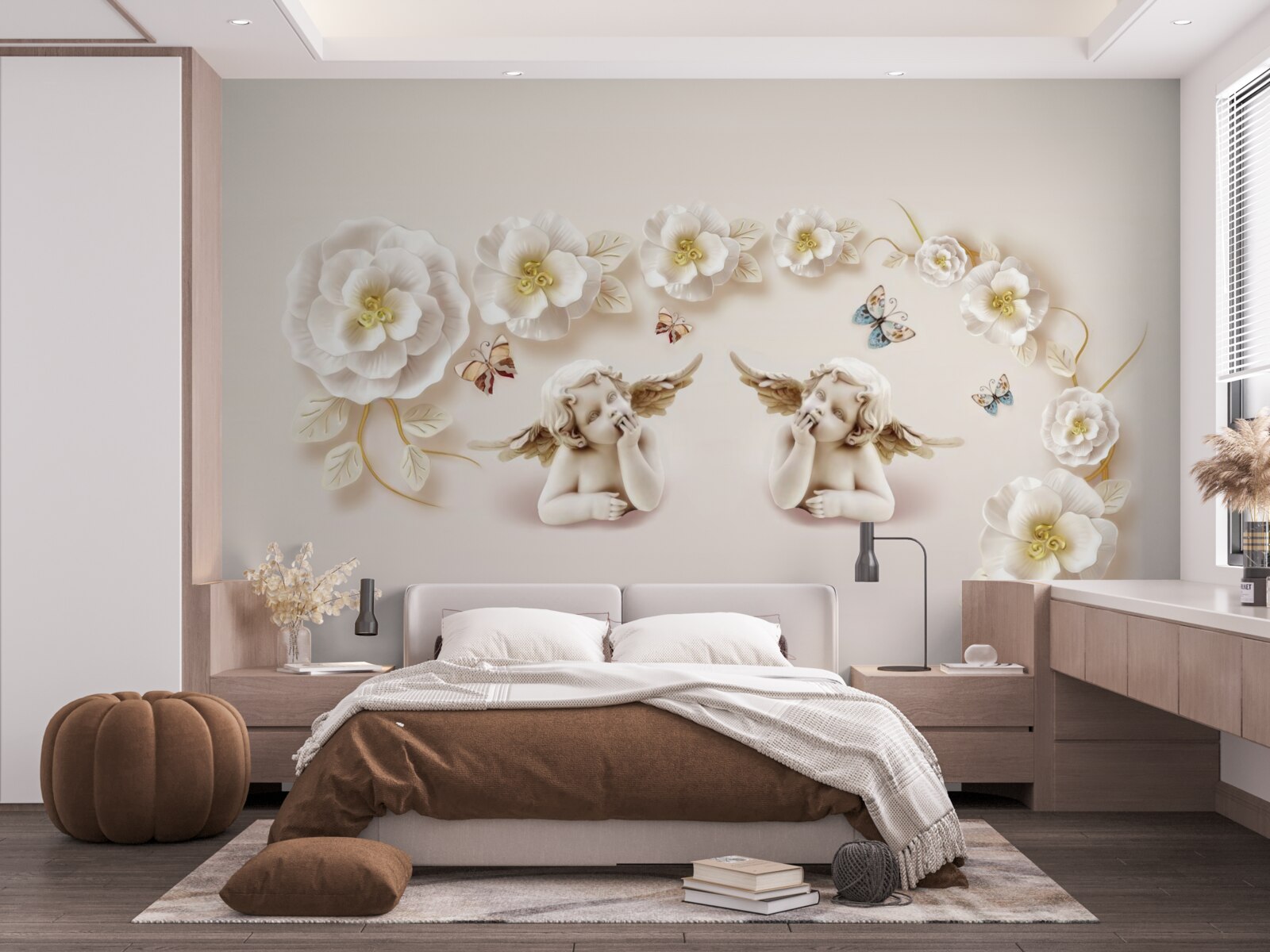 Fototapeta zostavovanie motýľov a bielych pukov