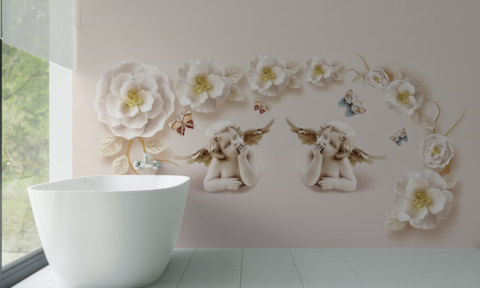 Fototapeta zostavovanie motýľov a bielych pukov