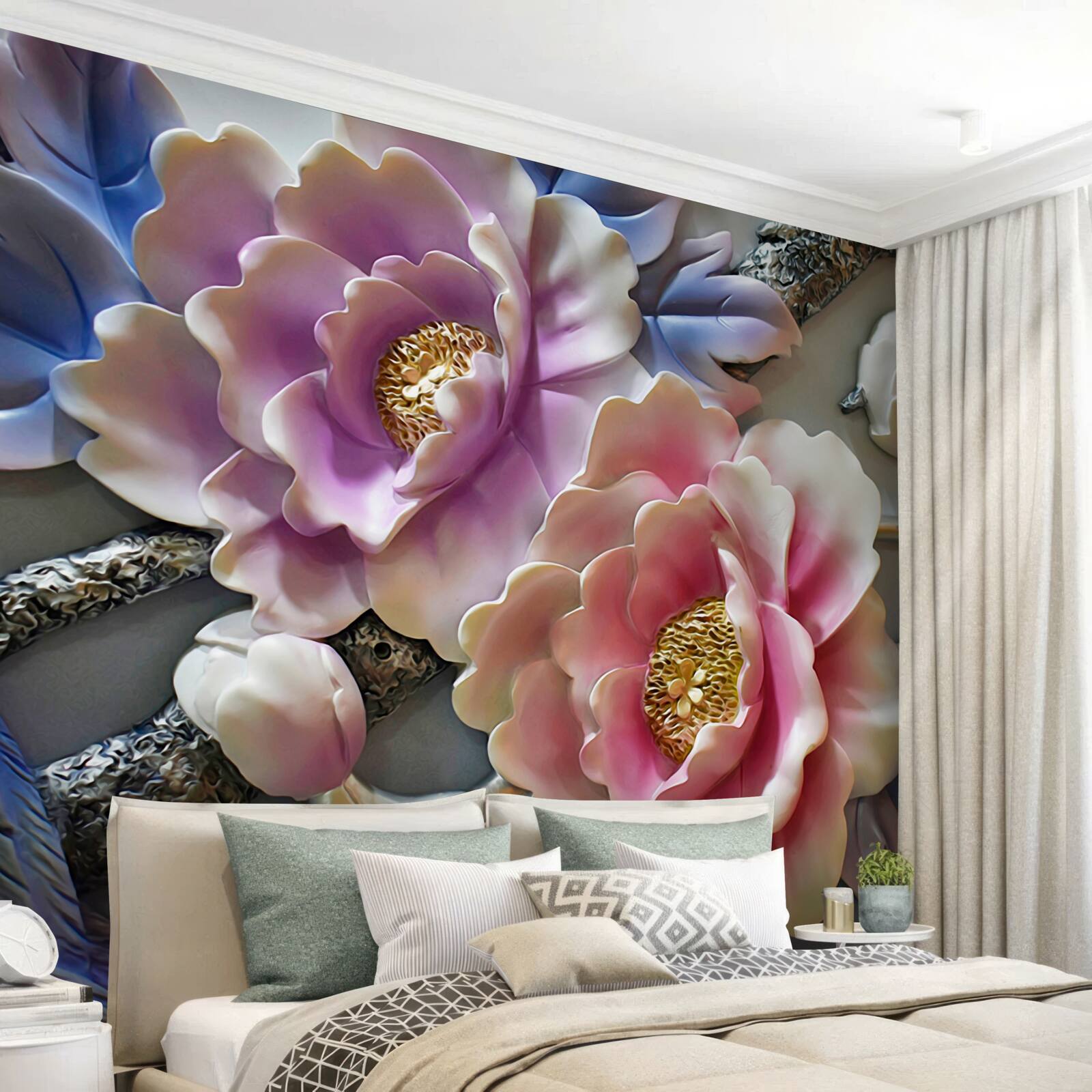 Fototapeta kvitnúce kvety v ružovej a fialovej