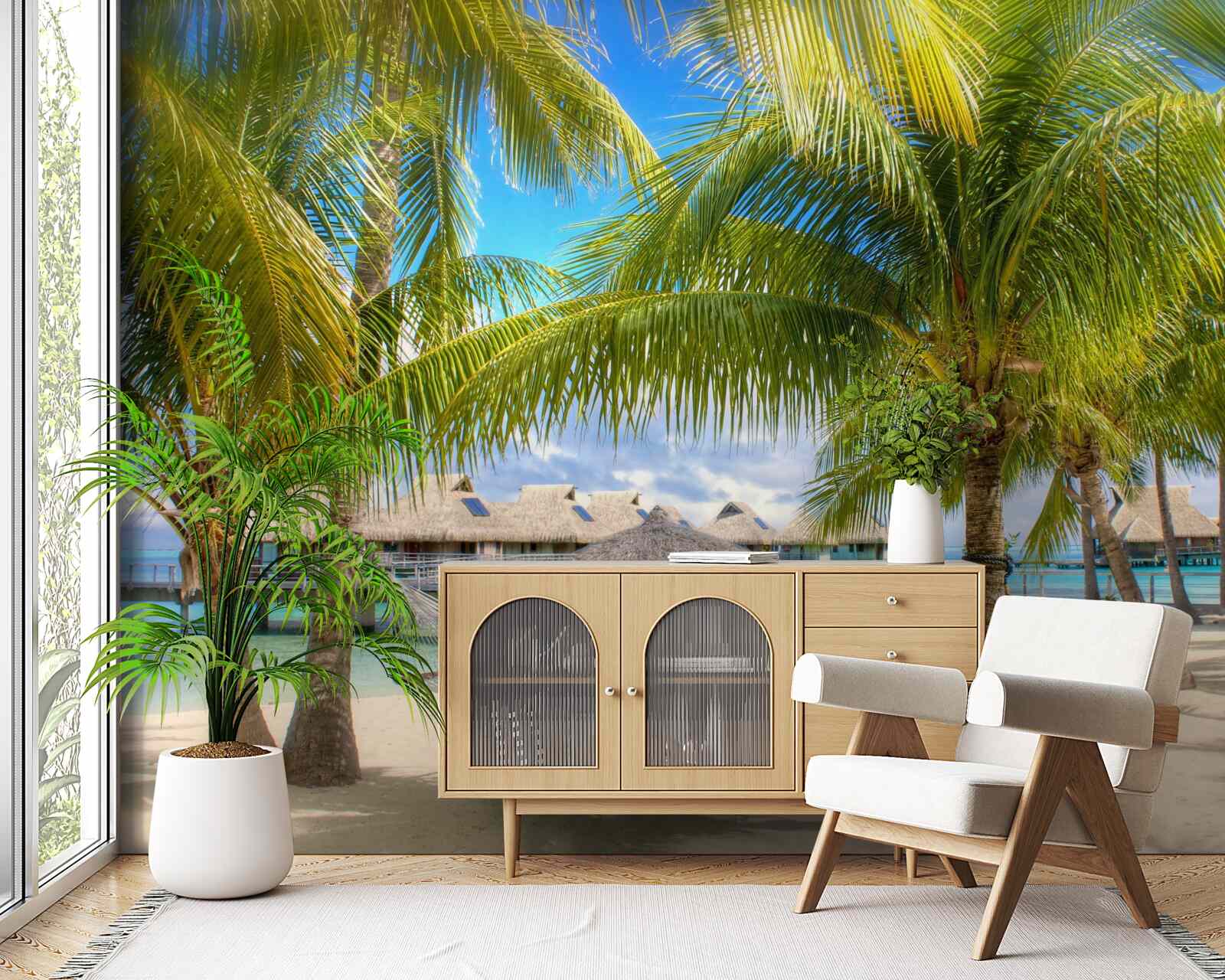 Fototapeta čerstvé palmy a pavilóny na dosah ruky