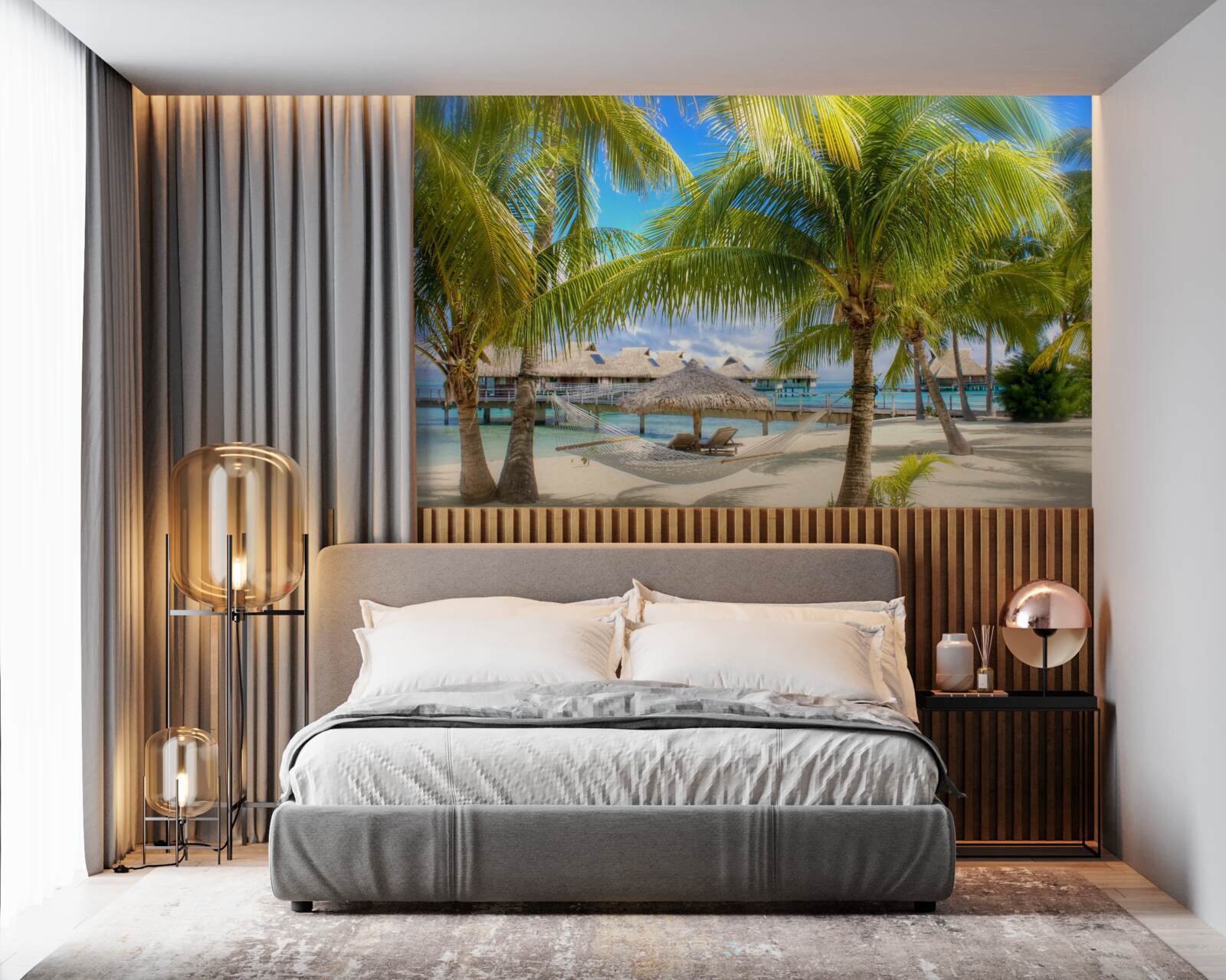 Fototapeta čerstvé palmy a pavilóny na dosah ruky