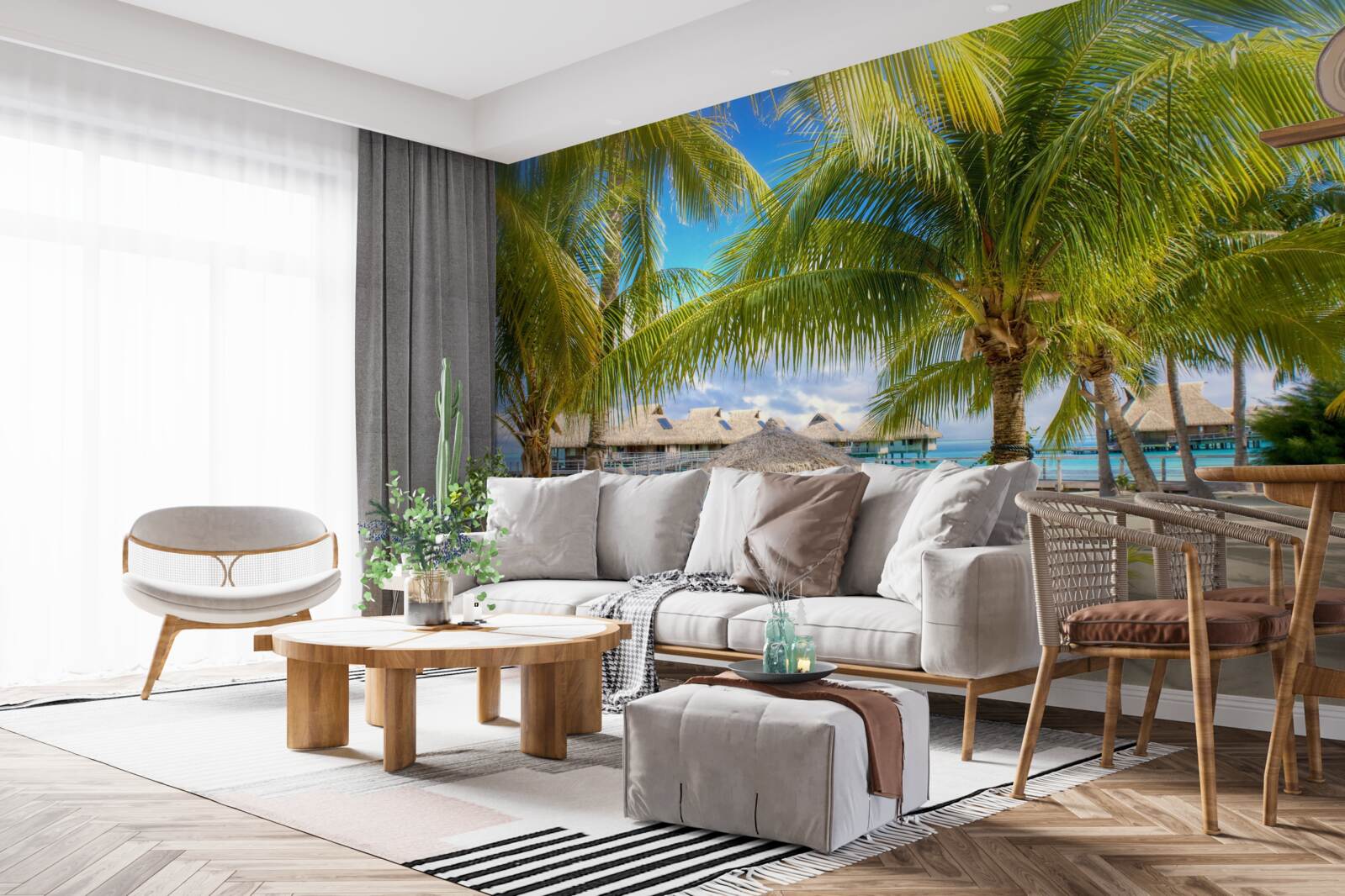 Fototapeta čerstvé palmy a pavilóny na dosah ruky