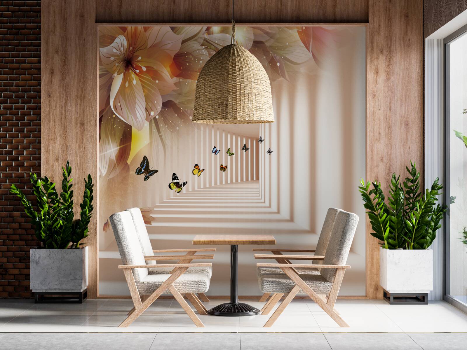 Fototapeta motýle opúšťajú svoje domovy a idú do tunela