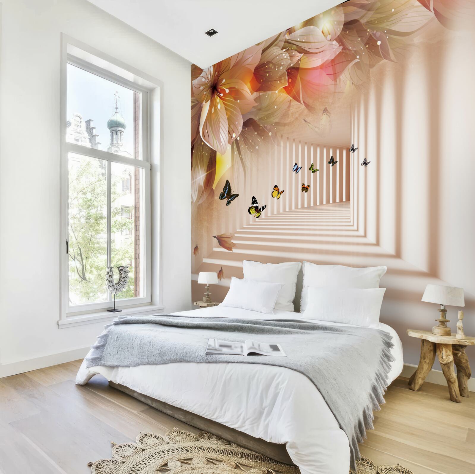 Fototapeta motýle opúšťajú svoje domovy a idú do tunela