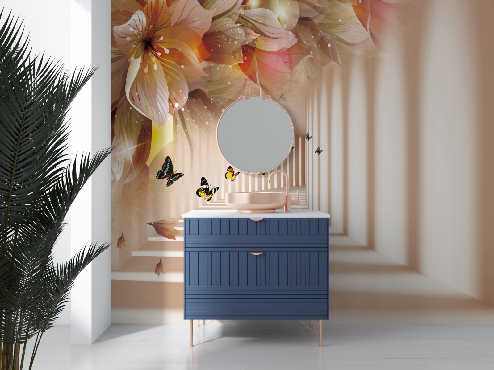 Fototapeta motýle opúšťajú svoje domovy a idú do tunela