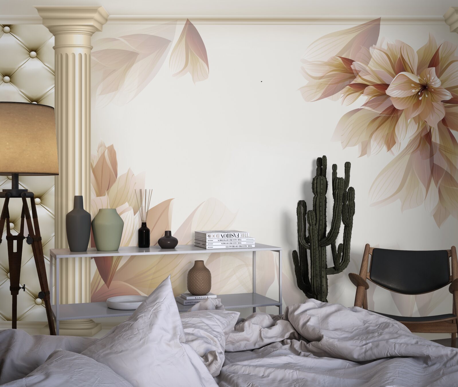 Fototapeta kvety rastú v blízkosti vysokých stĺpov